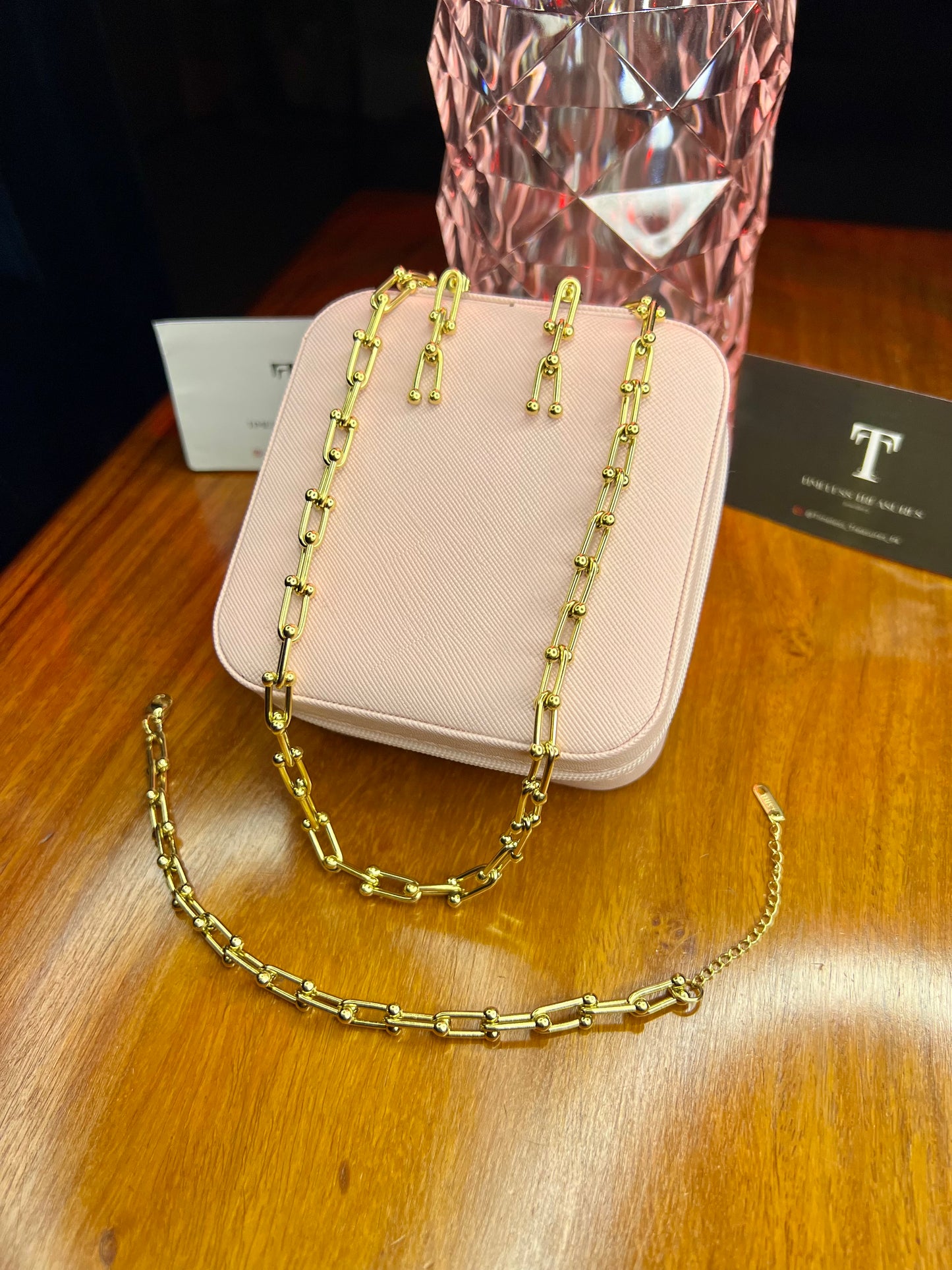 Premium Quality Stainless Steel 18k Chain Link 3pc Set