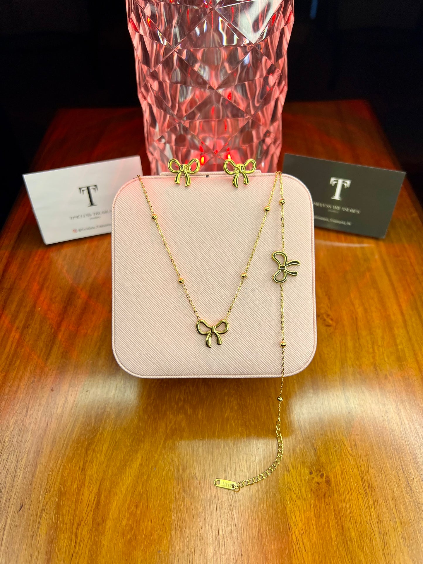 Premium Quality Stainless Steel 18k Bow Design 3pc Set