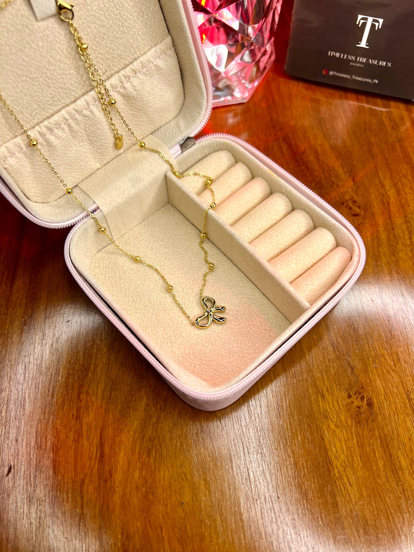 Premium Quality Stainless Steel 18k Luxury Bow Necklace