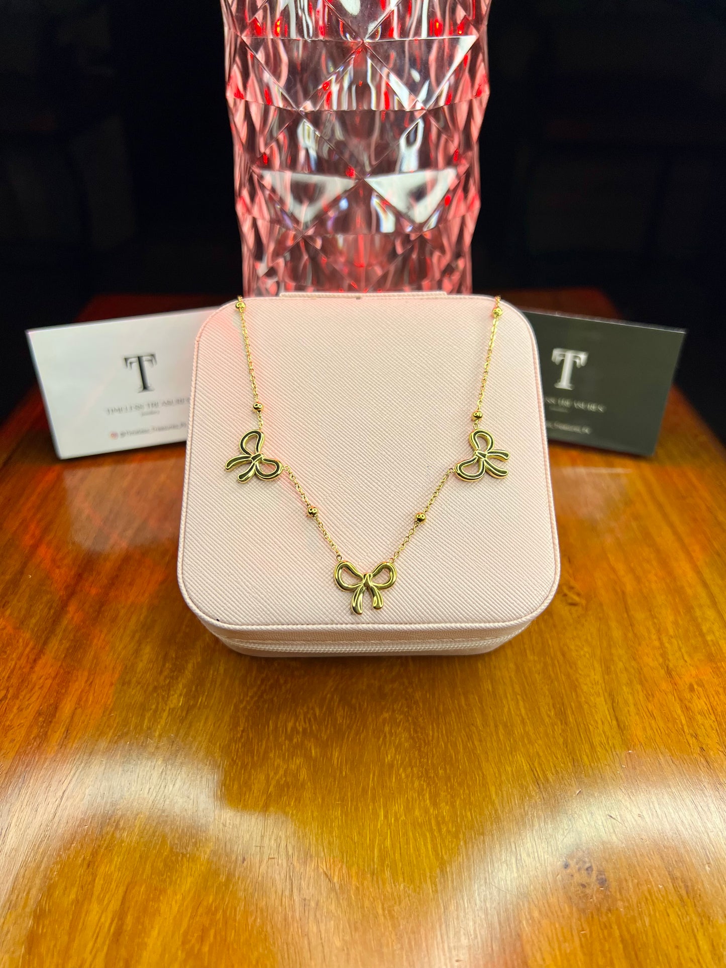 Premium Quality Stainless Steel 18k 3 Motifs Coquette Necklace