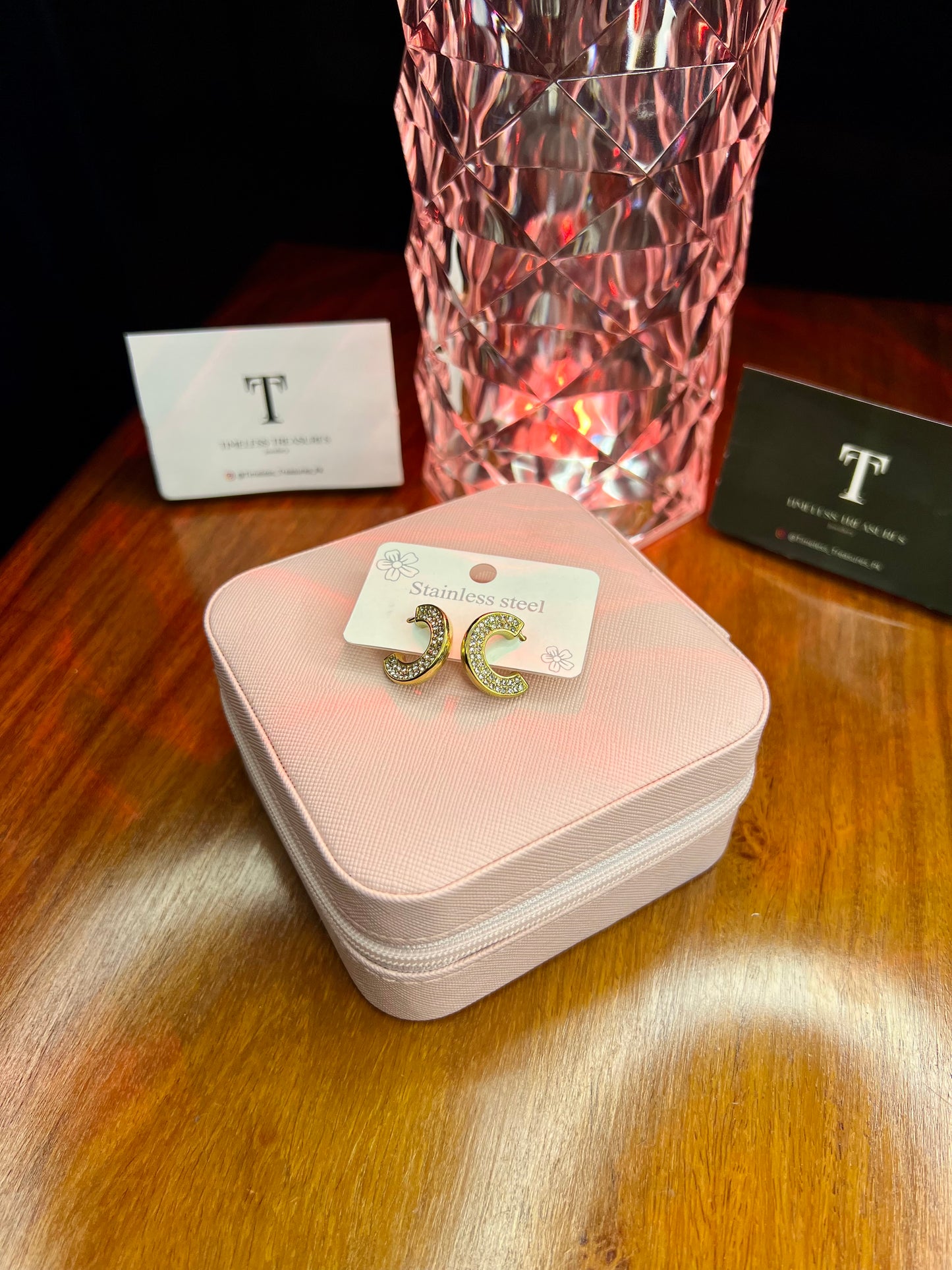 Premium Quality Stainless Steel 18k Zircon Gold Earrings