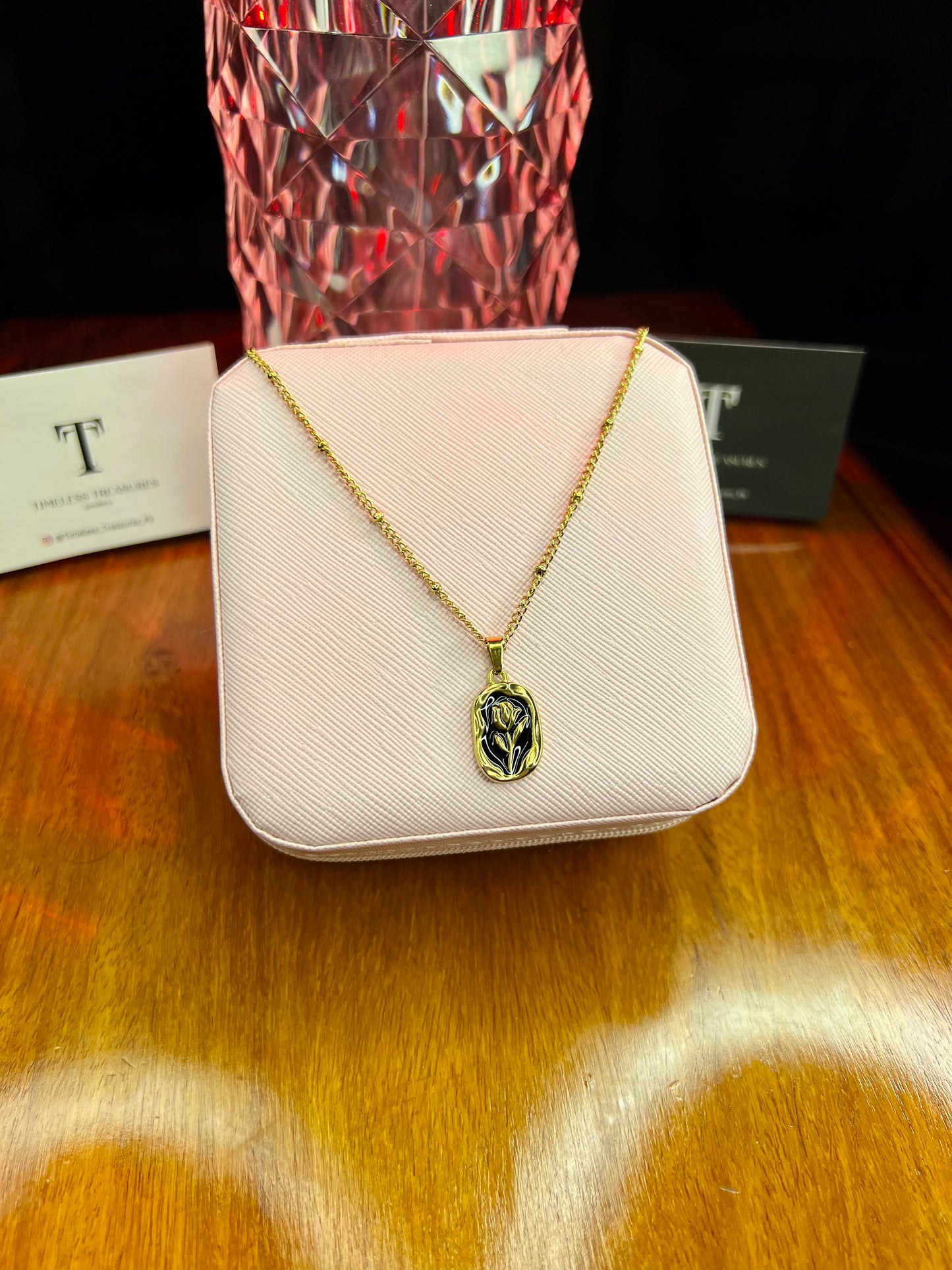 Premium Quality Stainless Steel 18k Golden Rose Necklace