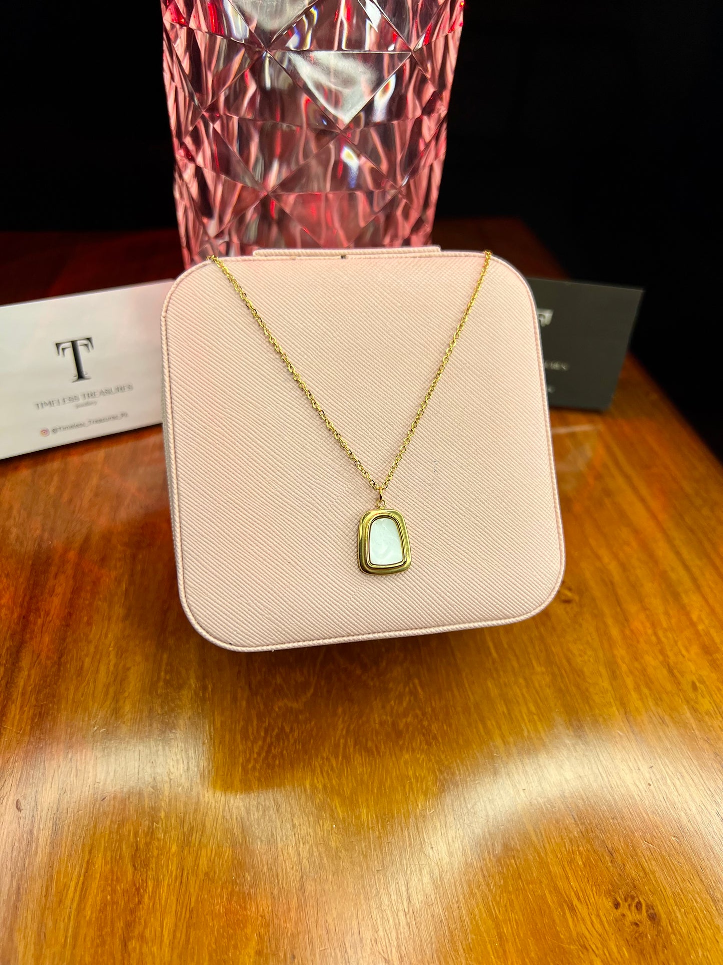 Premium Quality Stainless Steel 18k White Dial Necklace