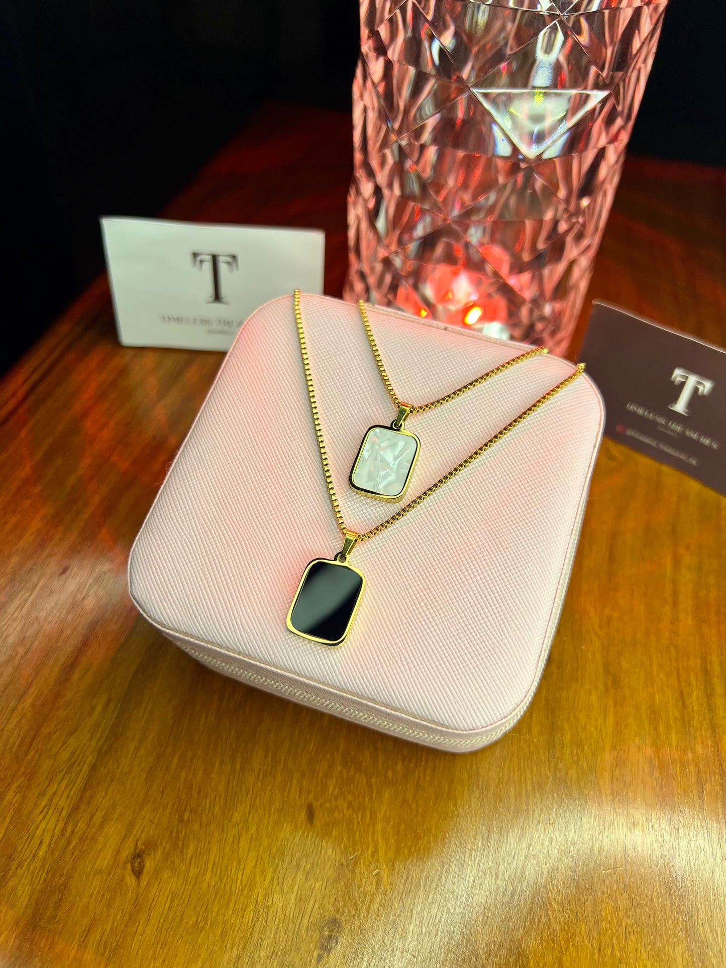 Premium Quality Stainless Steel 18k Black/White Double Side Necklace