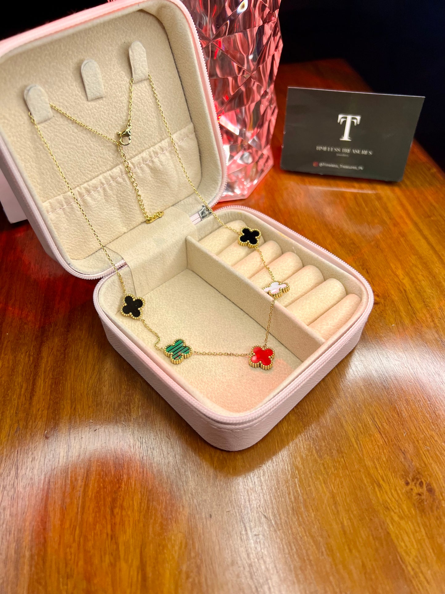 Premium Quality Stainless Steel 18k Multi Colour 5 Motifs Necklace