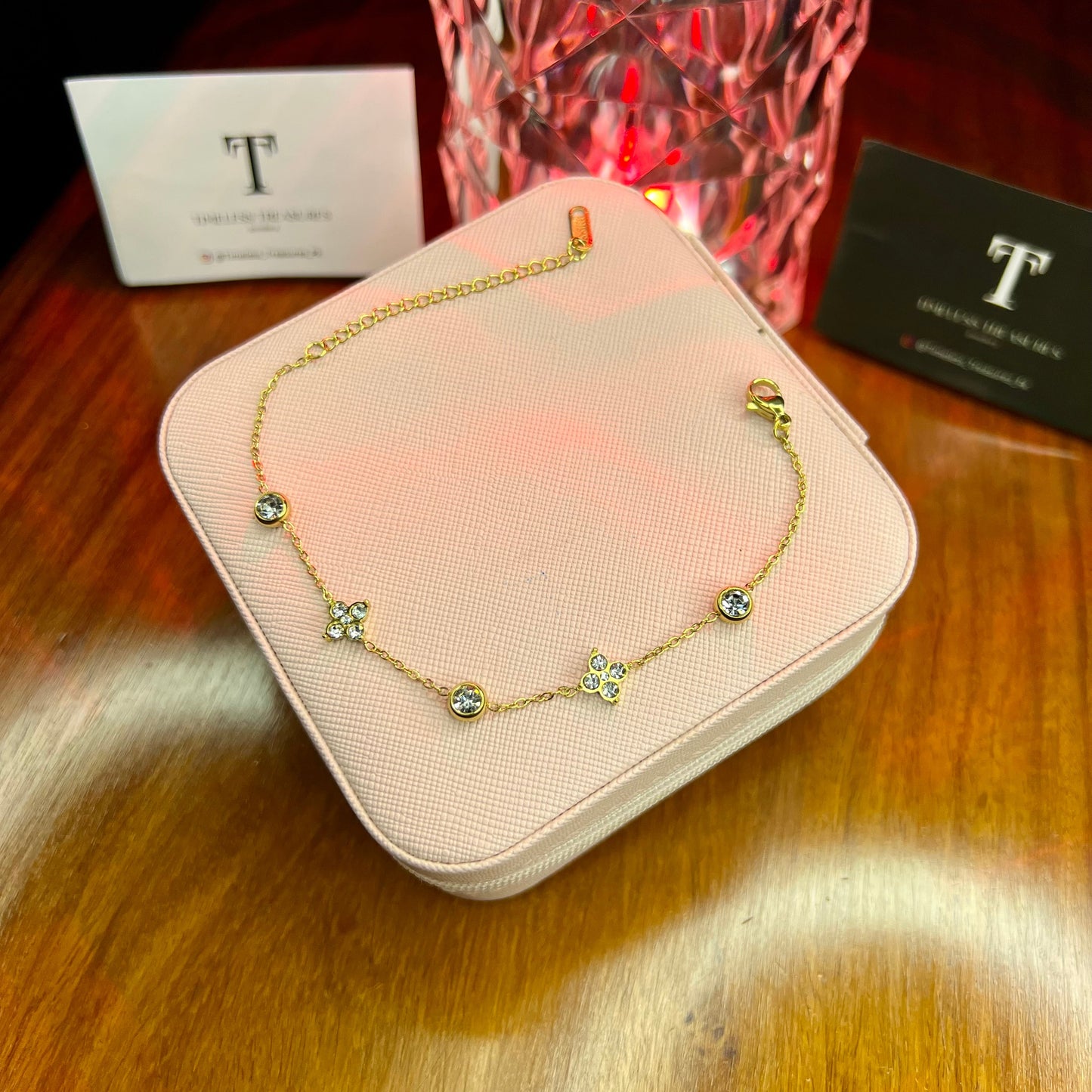 Premium Quality Stainless Steel 18k Stone Studded Clove Bracelet