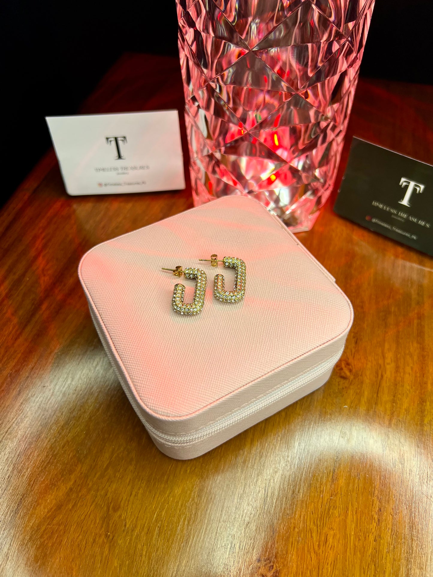 Premium Quality Stainless Steel 18k Stone Studded Earrings
