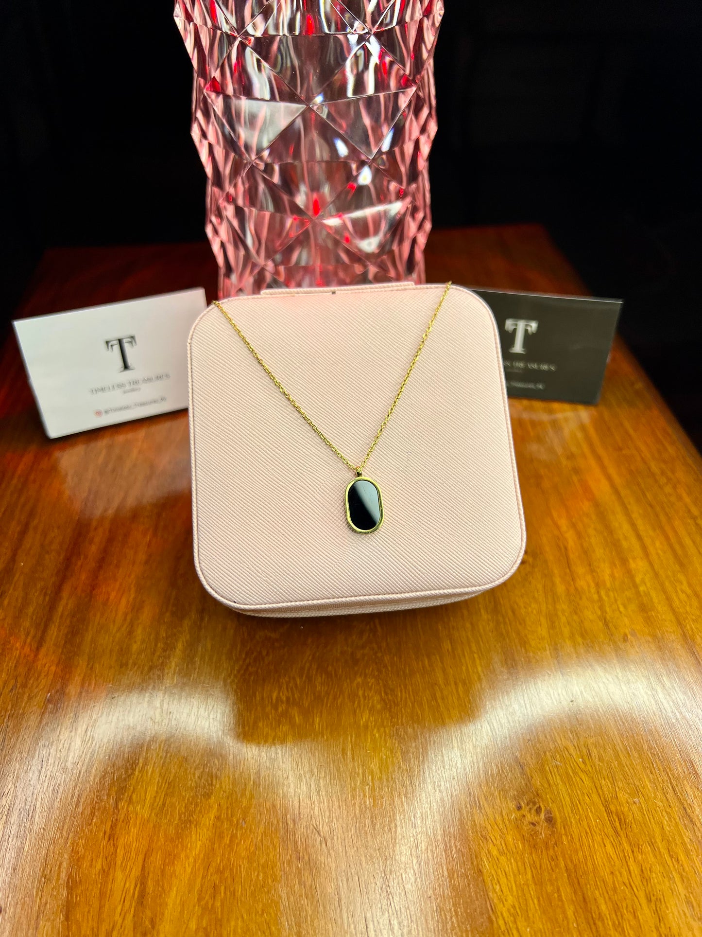 Premium Quality Stainless Steel 18k Black Dial Necklace