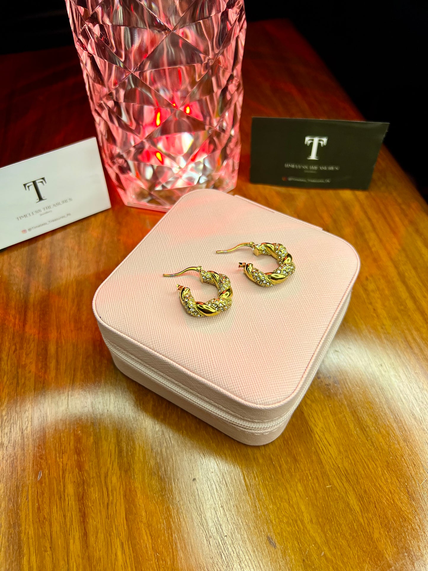 Premium Quality Stainless Steel 18k Twisted Zircon Luxury Earrings