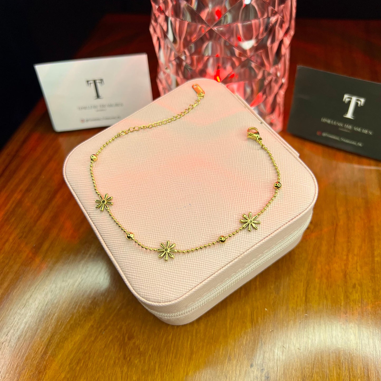 Premium Quality Stainless Steel 18k Gold Flower Bracelet