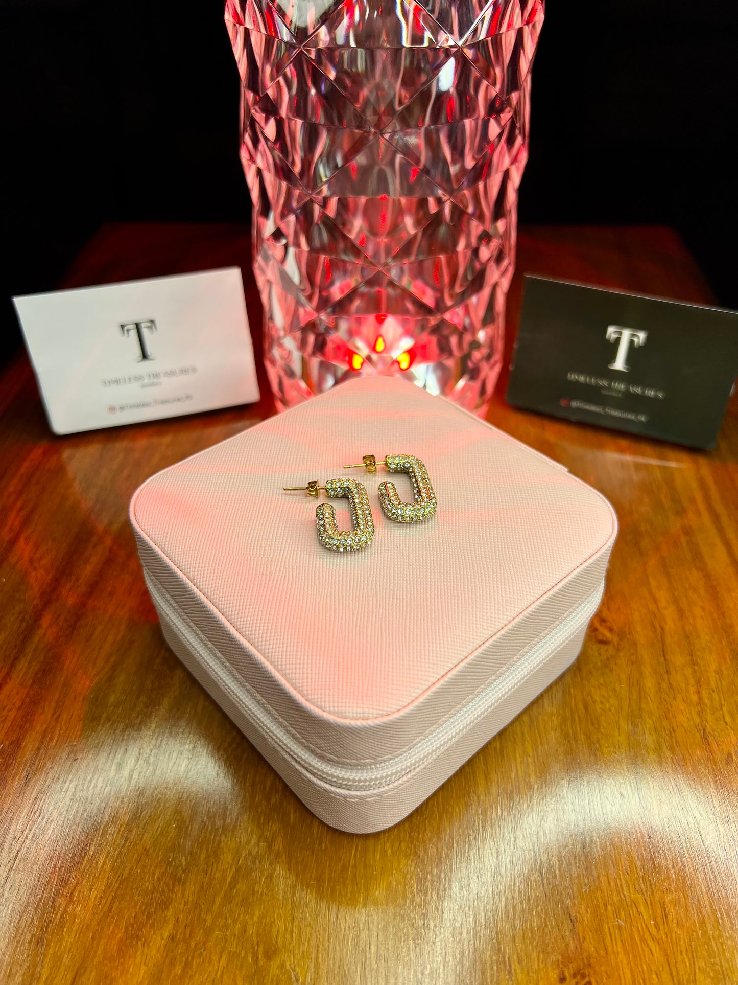 Premium Quality Stainless Steel 18k Stone Studded Earrings