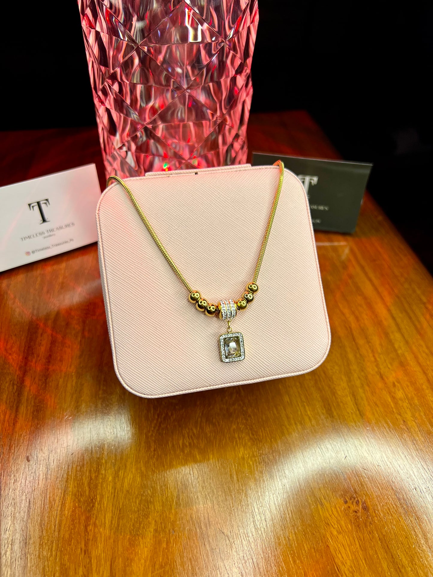 Premium Quality Stainless Steel 18k White Stone Luxury Necklace