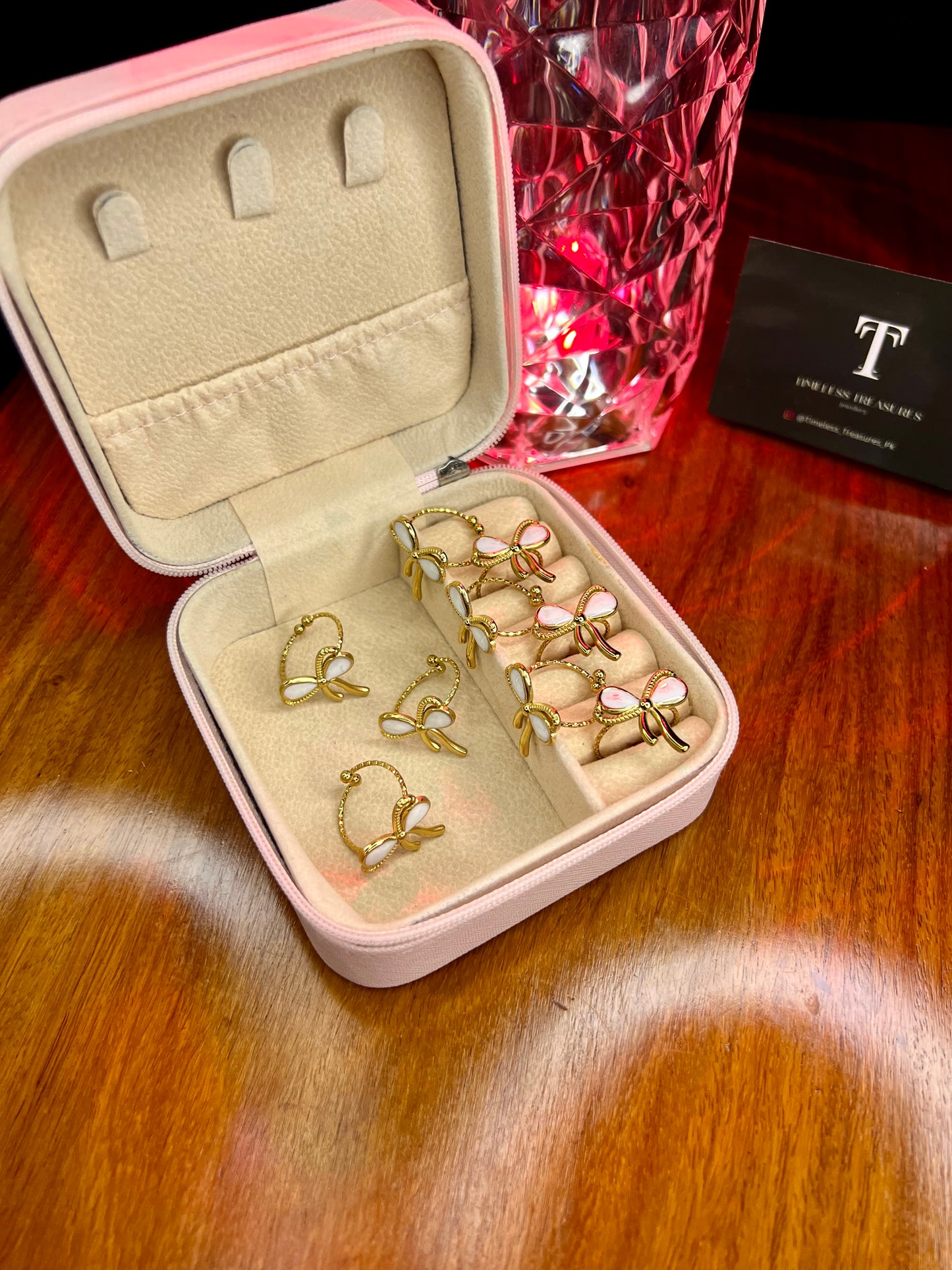 Premium Quality Stainless Steel 18k Golden Bow Ring