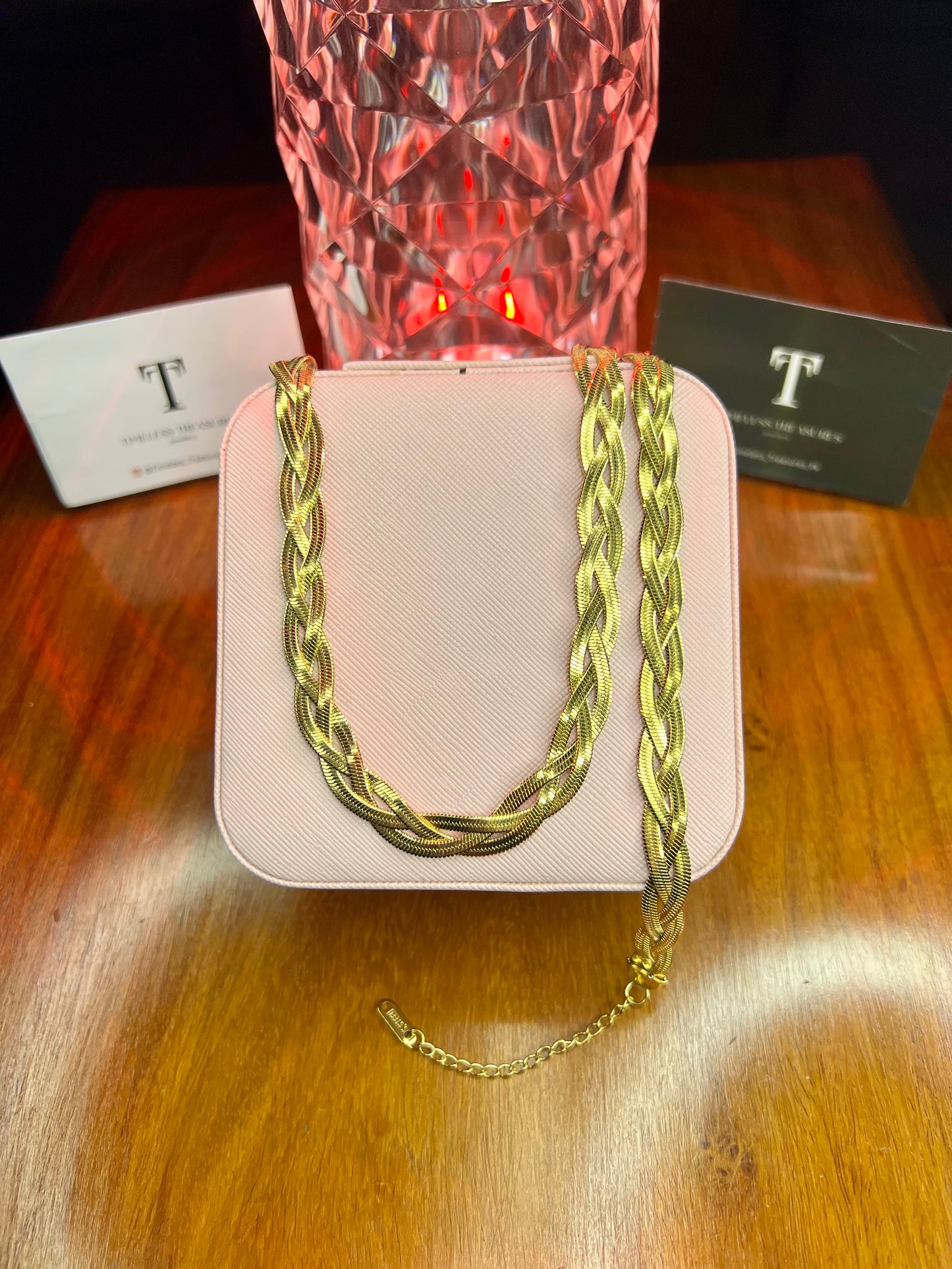 Premium Quality Stainless Steel 18k Snake chain Braided Necklace Bracelets Set