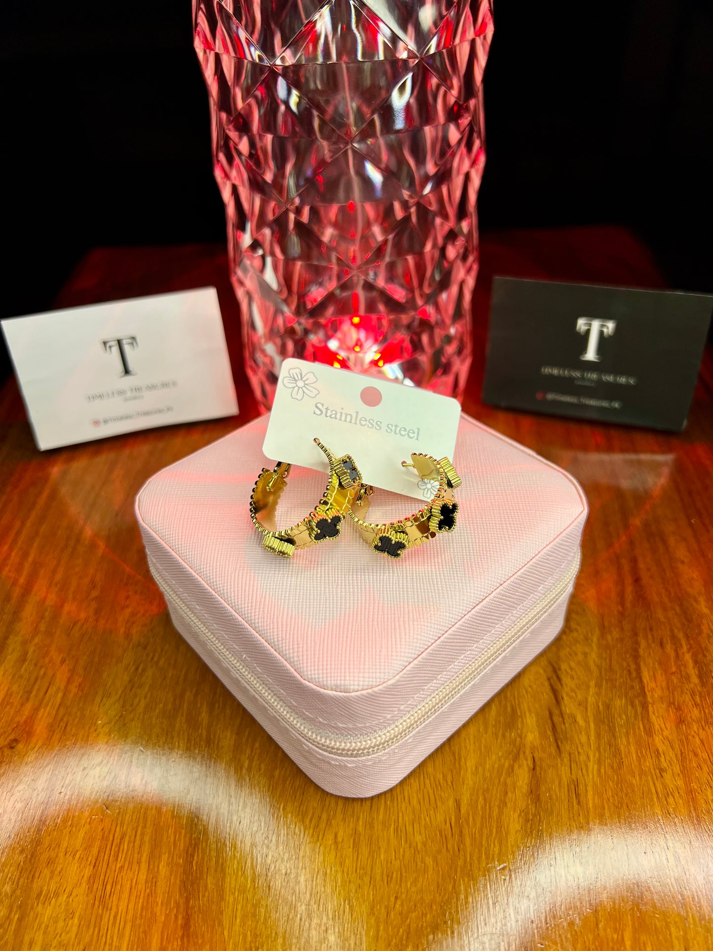 Premium Quality Stainless Steel 18k Black Clover Luxury Earrings