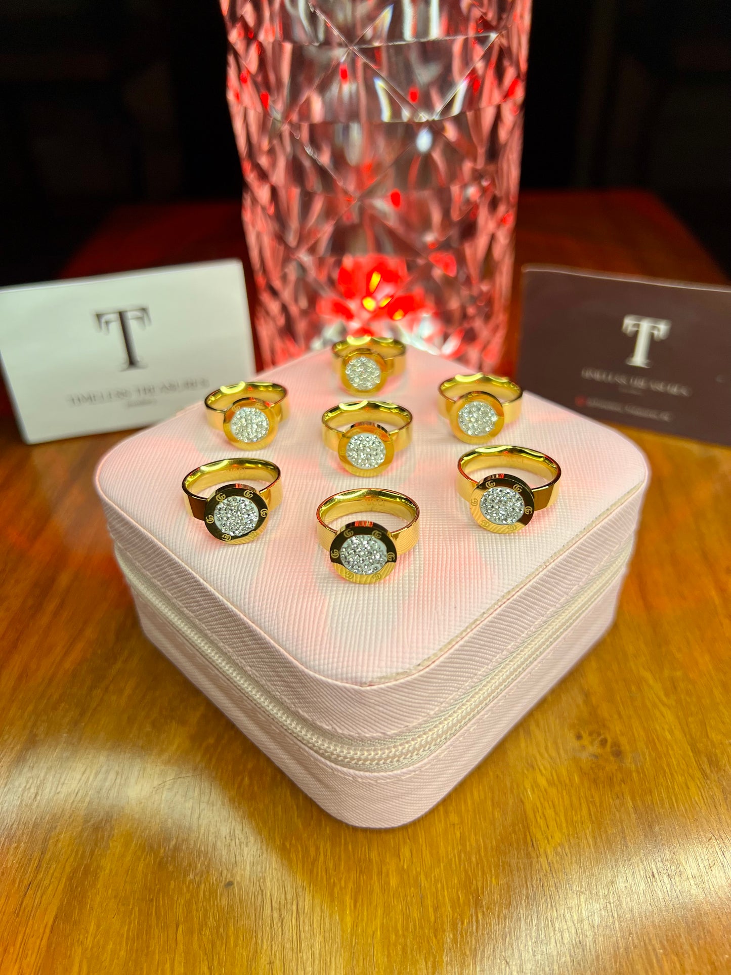 Premium Quality Stainless Steel 18k Diamantés Gold Ring