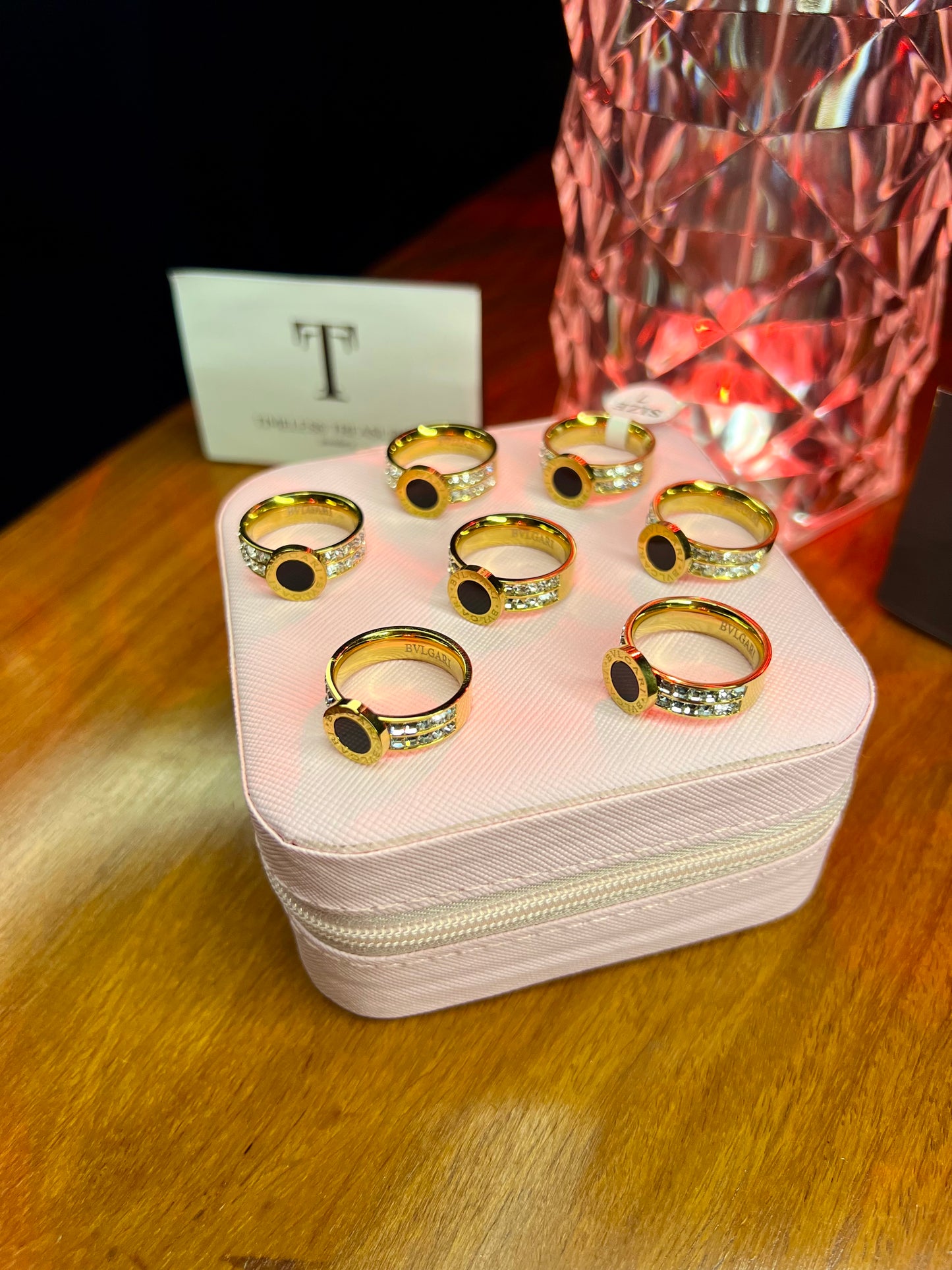 Premium Quality Stainless Steel 18k Roman Stone Ring