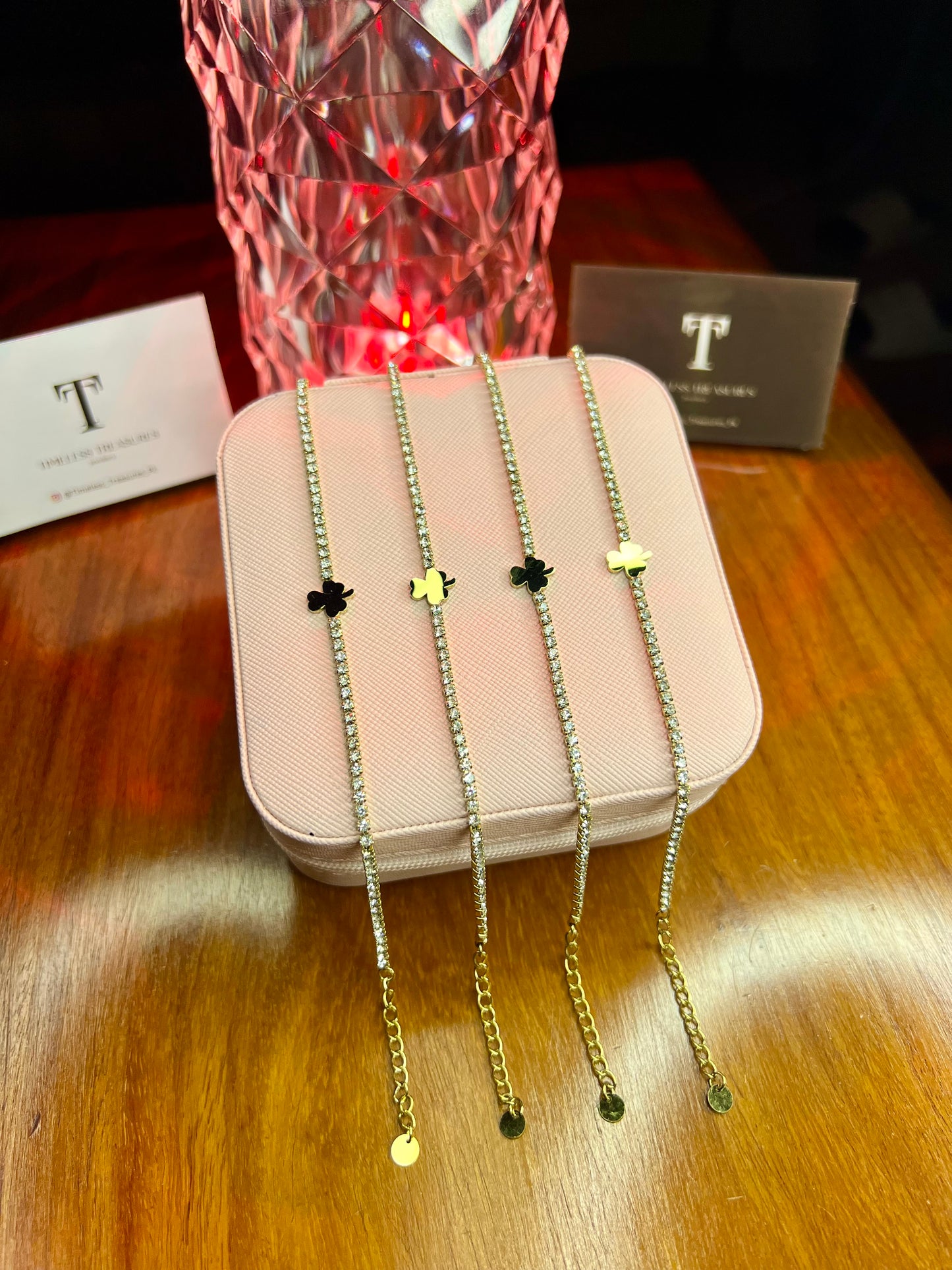 Premium Quality Stainless Steel 18k High Quality Stone Anklet + Bracelet
