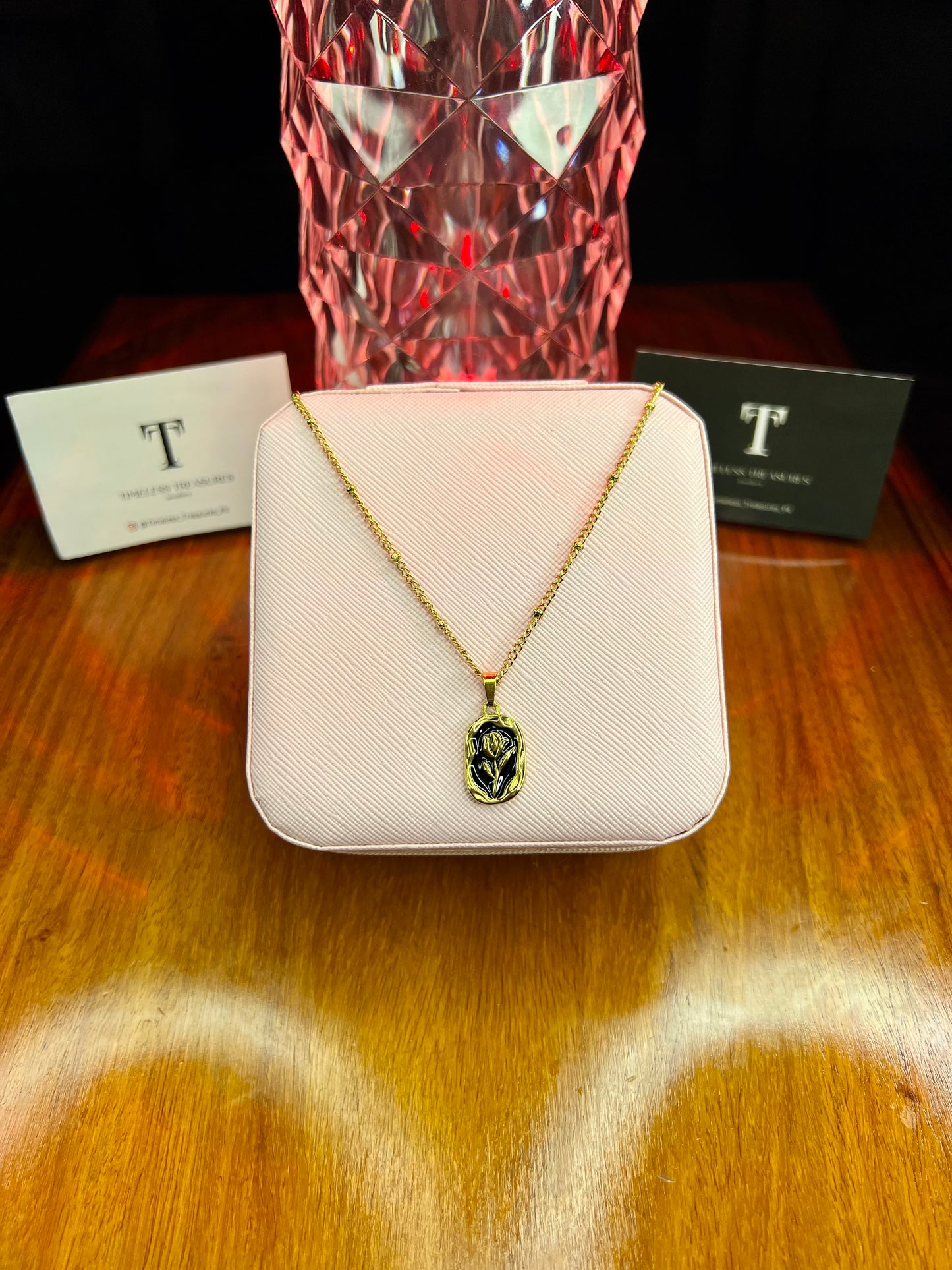 Premium Quality Stainless Steel 18k Golden Rose Necklace