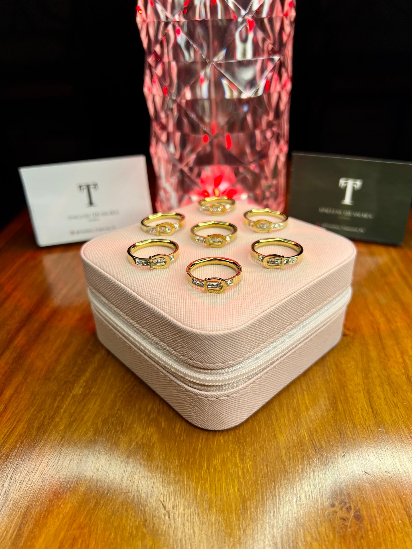 Premium Quality Stainless Steel 18k Luxury Stone Buckle Ring