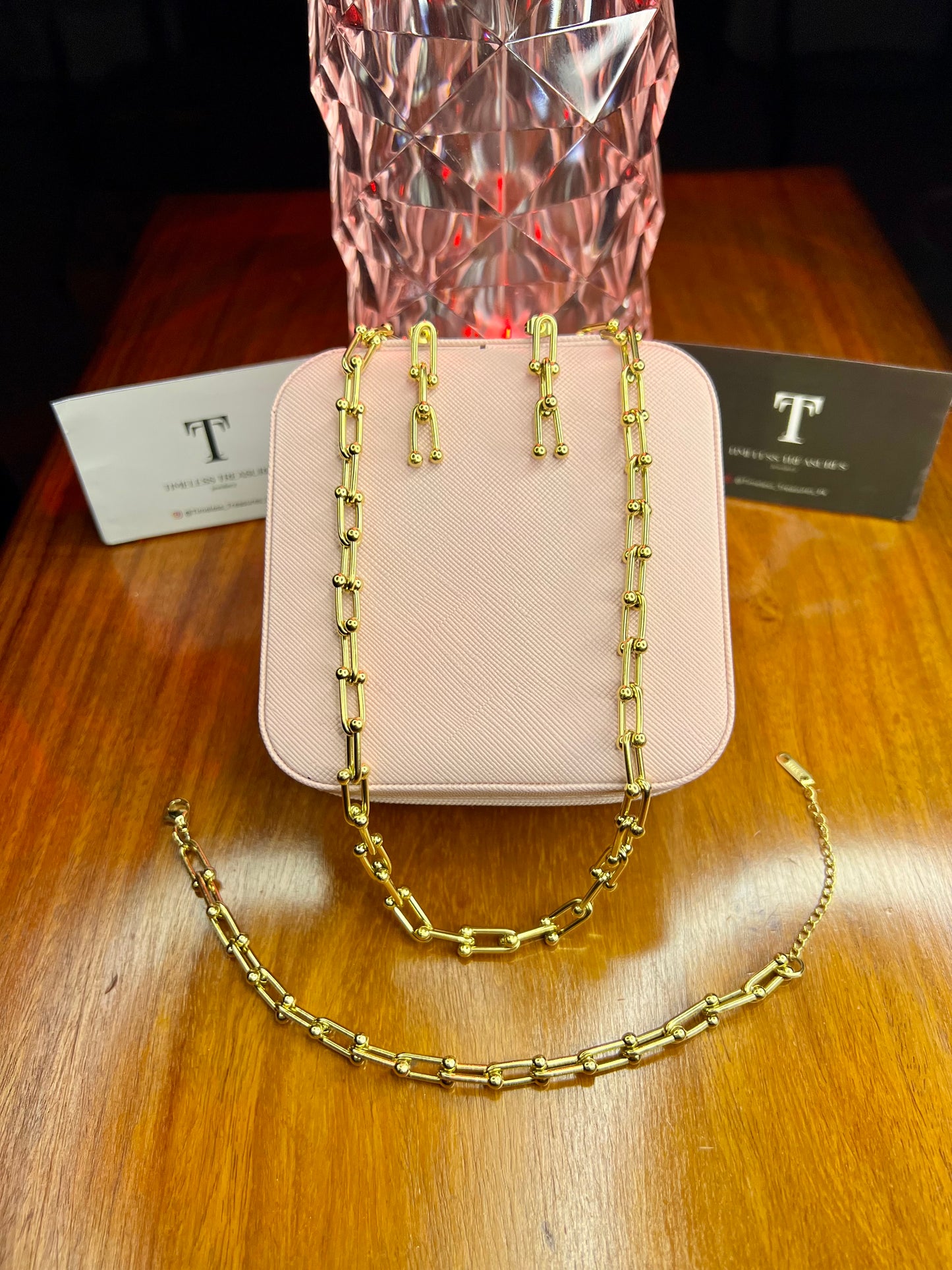 Premium Quality Stainless Steel 18k Chain Link 3pc Set