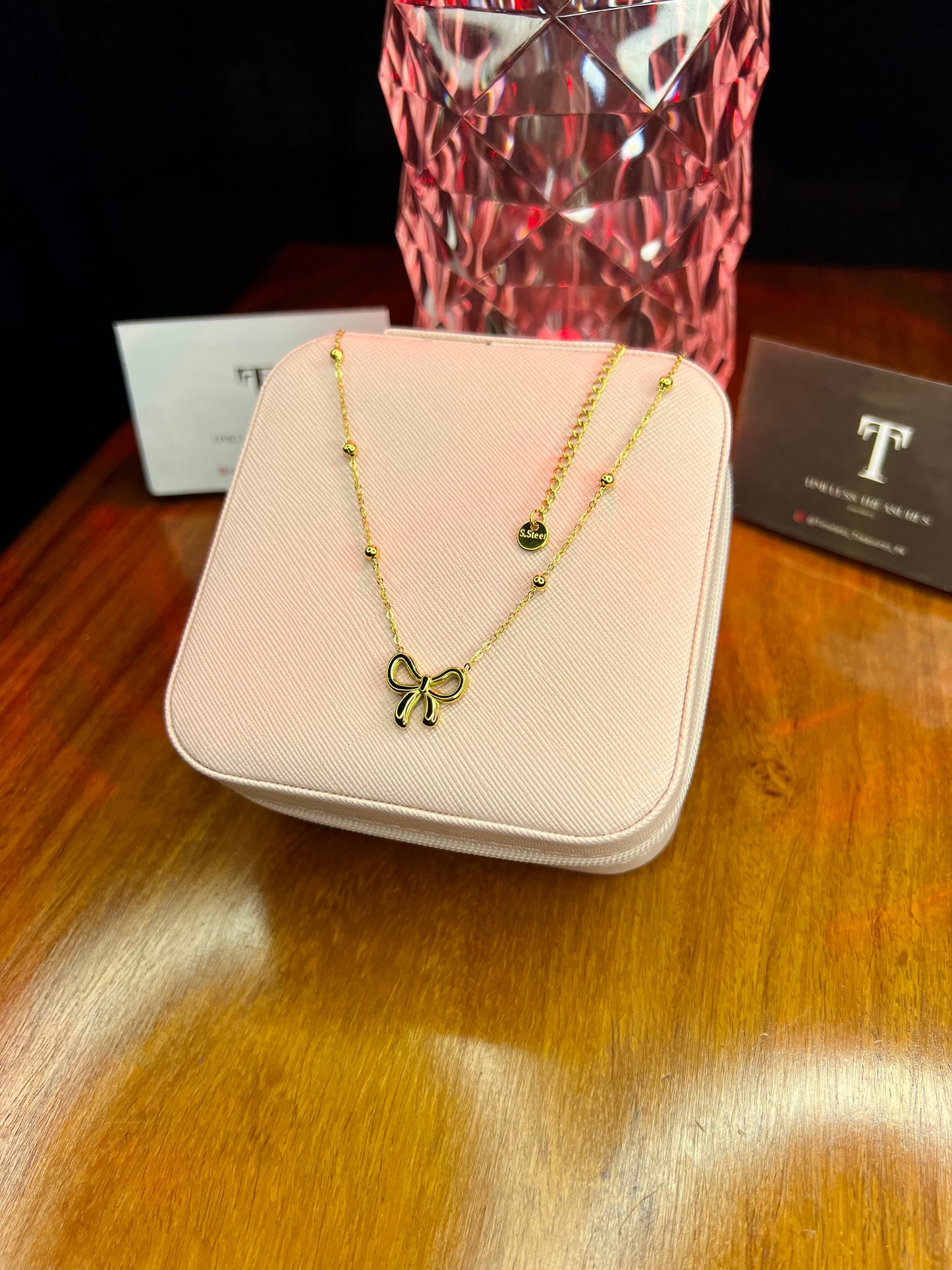 Premium Quality Stainless Steel 18k Luxury Bow Necklace