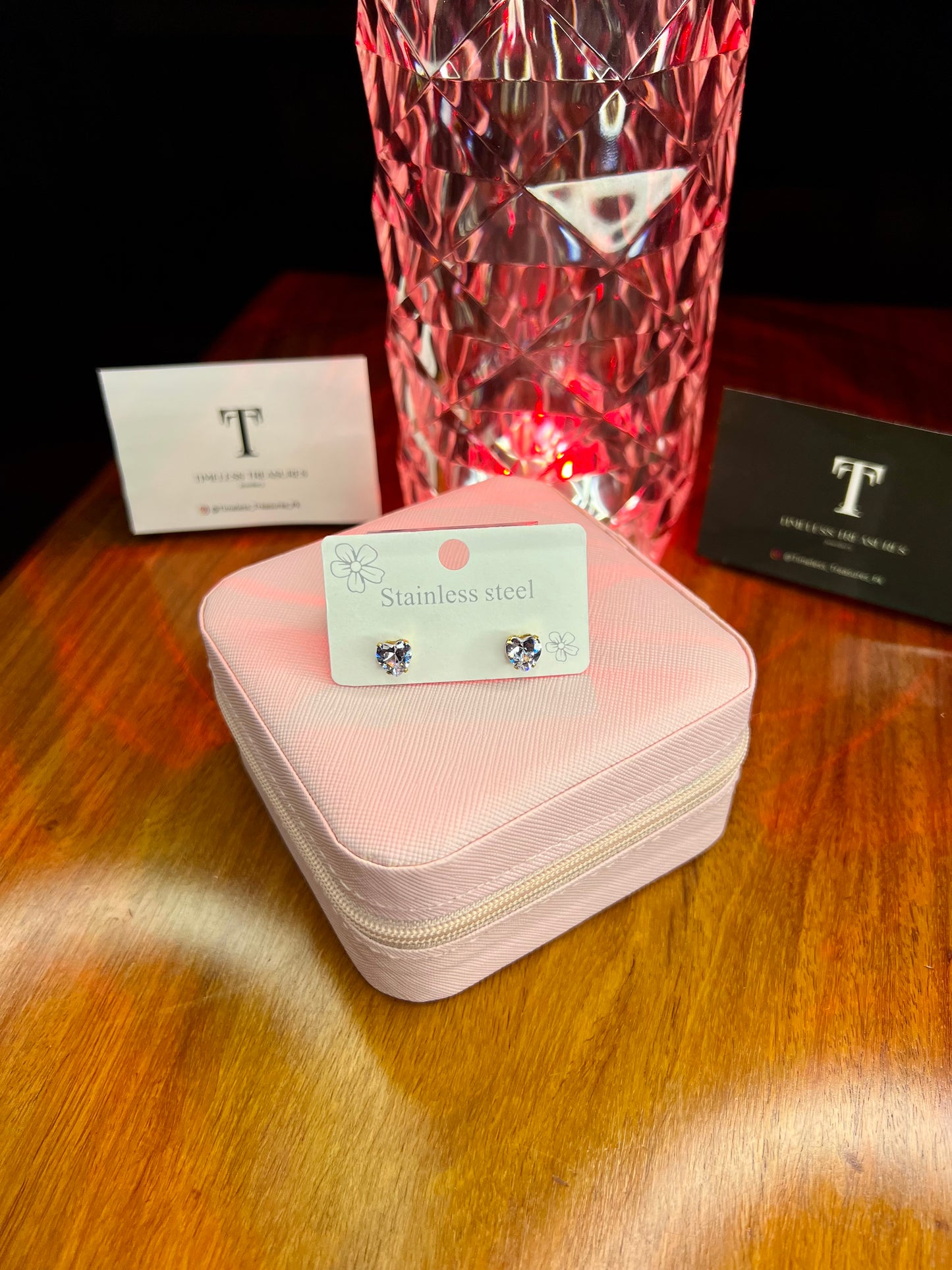 Premium Quality Stainless Steel 18k Diamond Heart Earrings