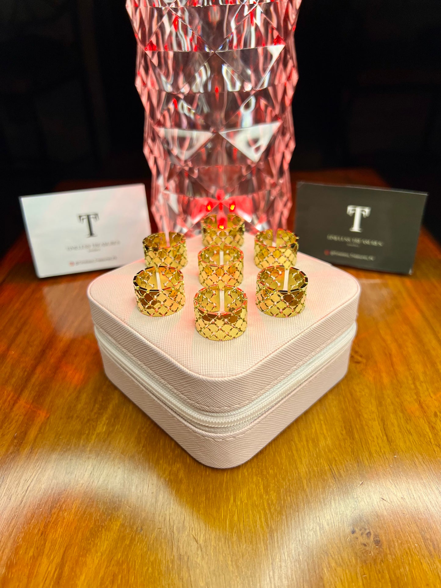 Premium Quality Stainless Steel 18k Honey Comb Luxury Ring