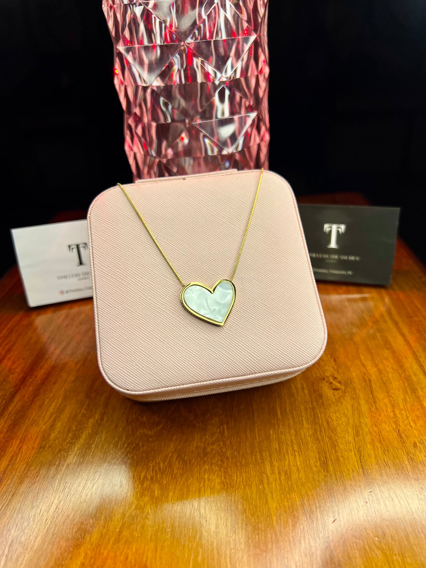 Premium Quality Stainless Steel 18k White Heart Necklace