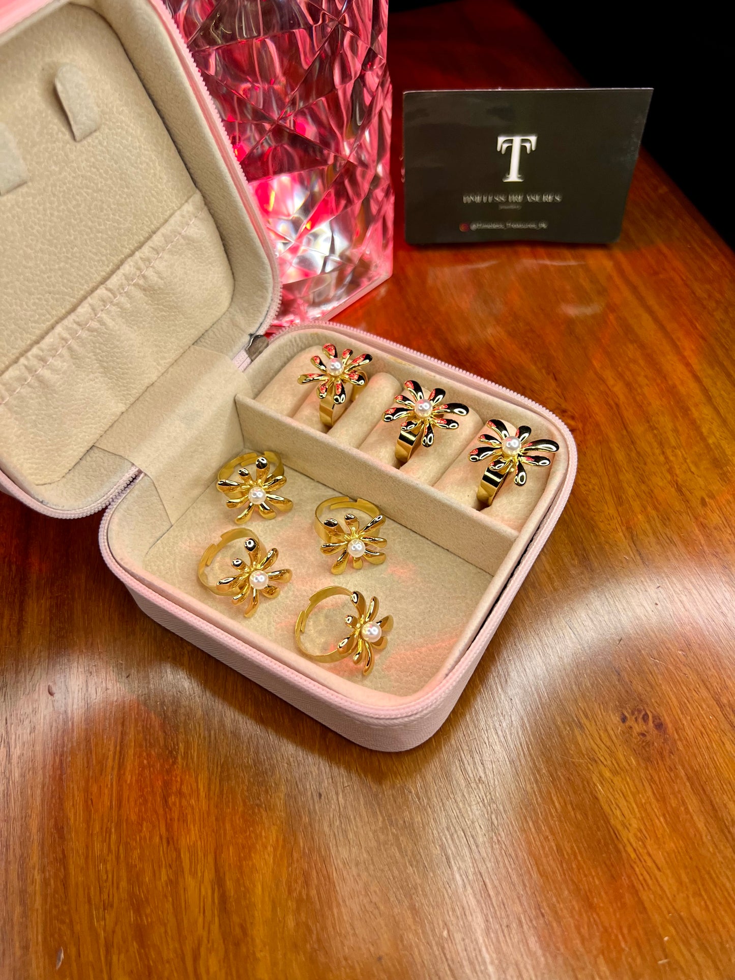 Premium Quality Stainless Steel 18k Pearl Flower Ring