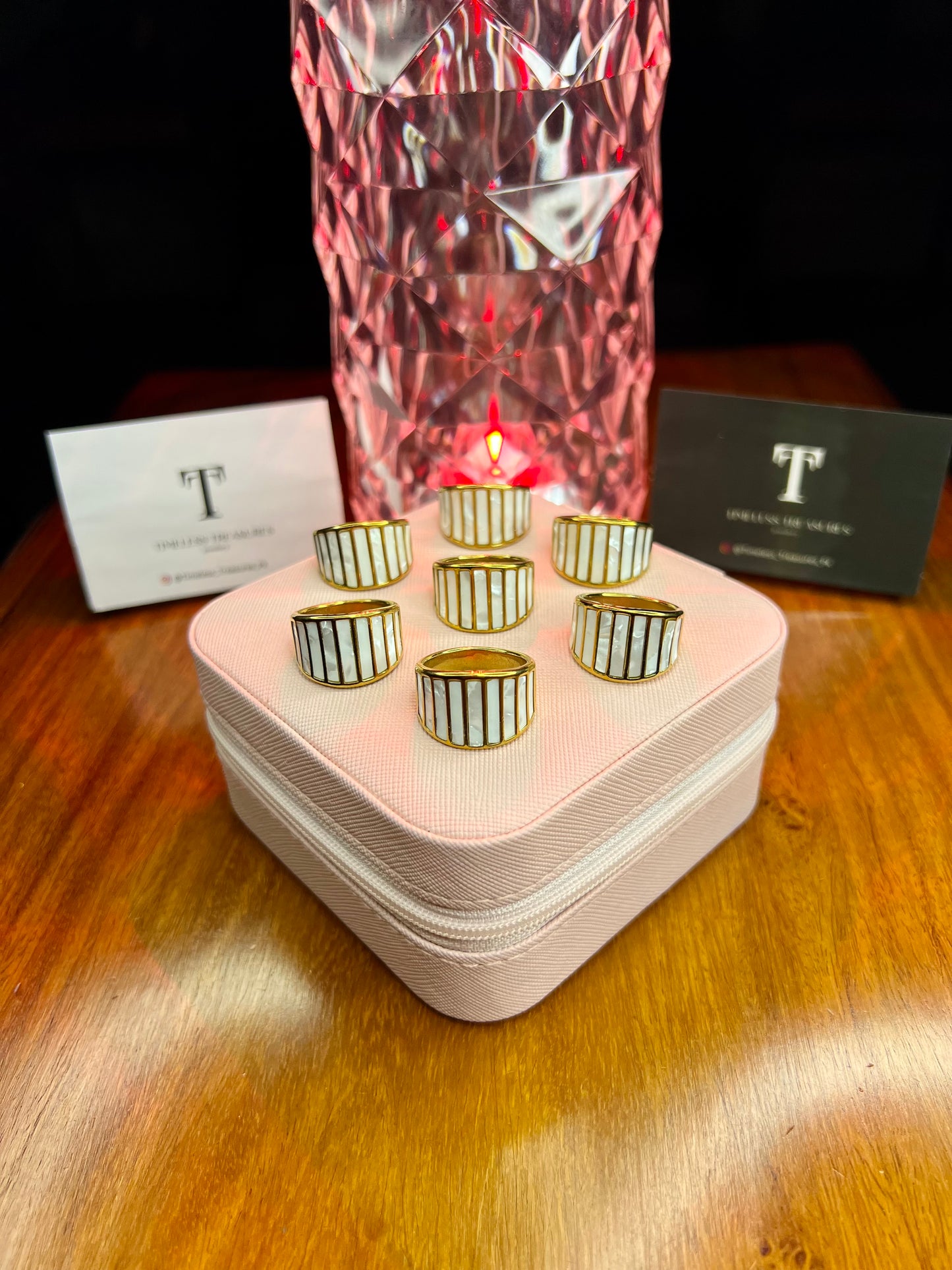 Premium Quality Stainless Steel 18k Luxury White Stripes Ring