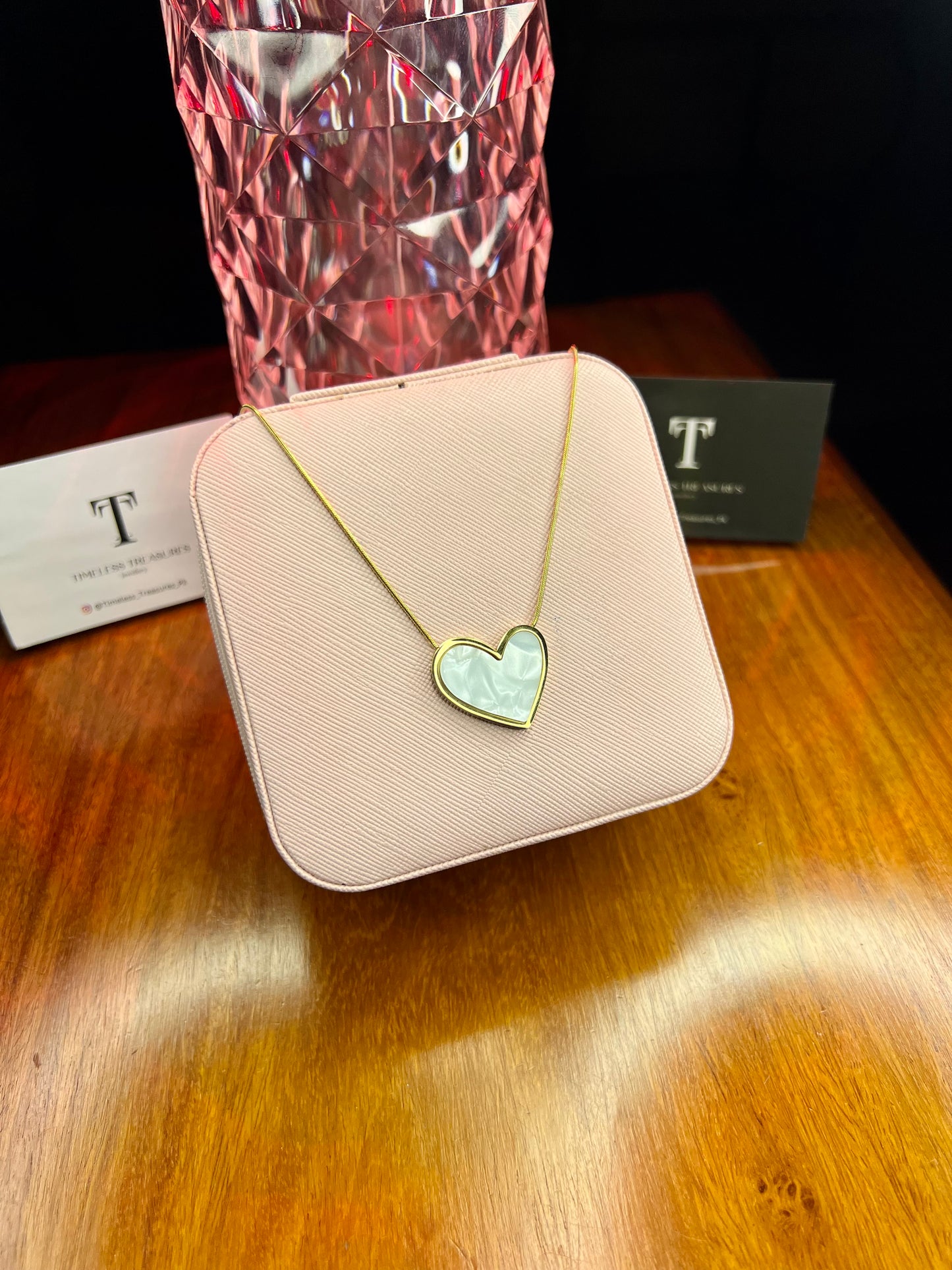 Premium Quality Stainless Steel 18k White Heart Necklace