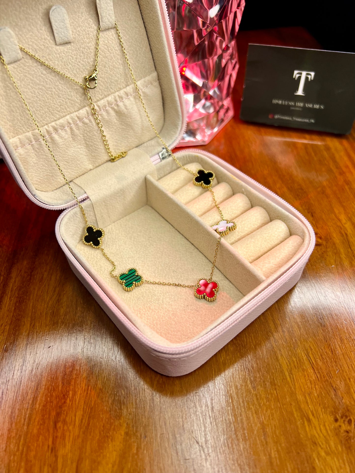 Premium Quality Stainless Steel 18k Multi Colour 5 Motifs Necklace