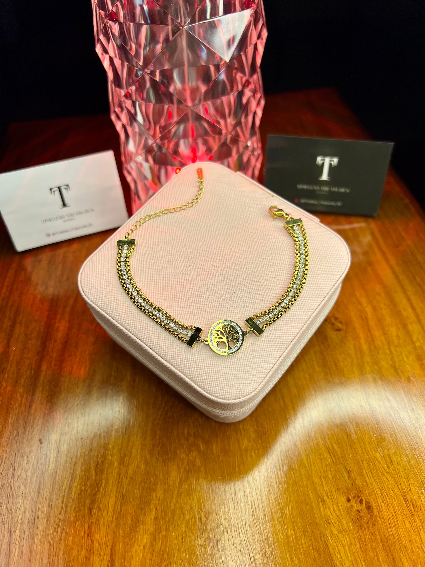 Premium Quality Stainless Steel 18k Zircon Triple Layer Bracelet