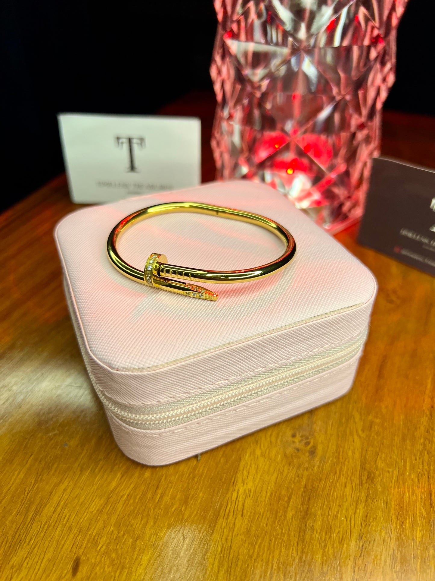 Premium Quality Stainless Steel 18k Rhinestone Nail Bangle