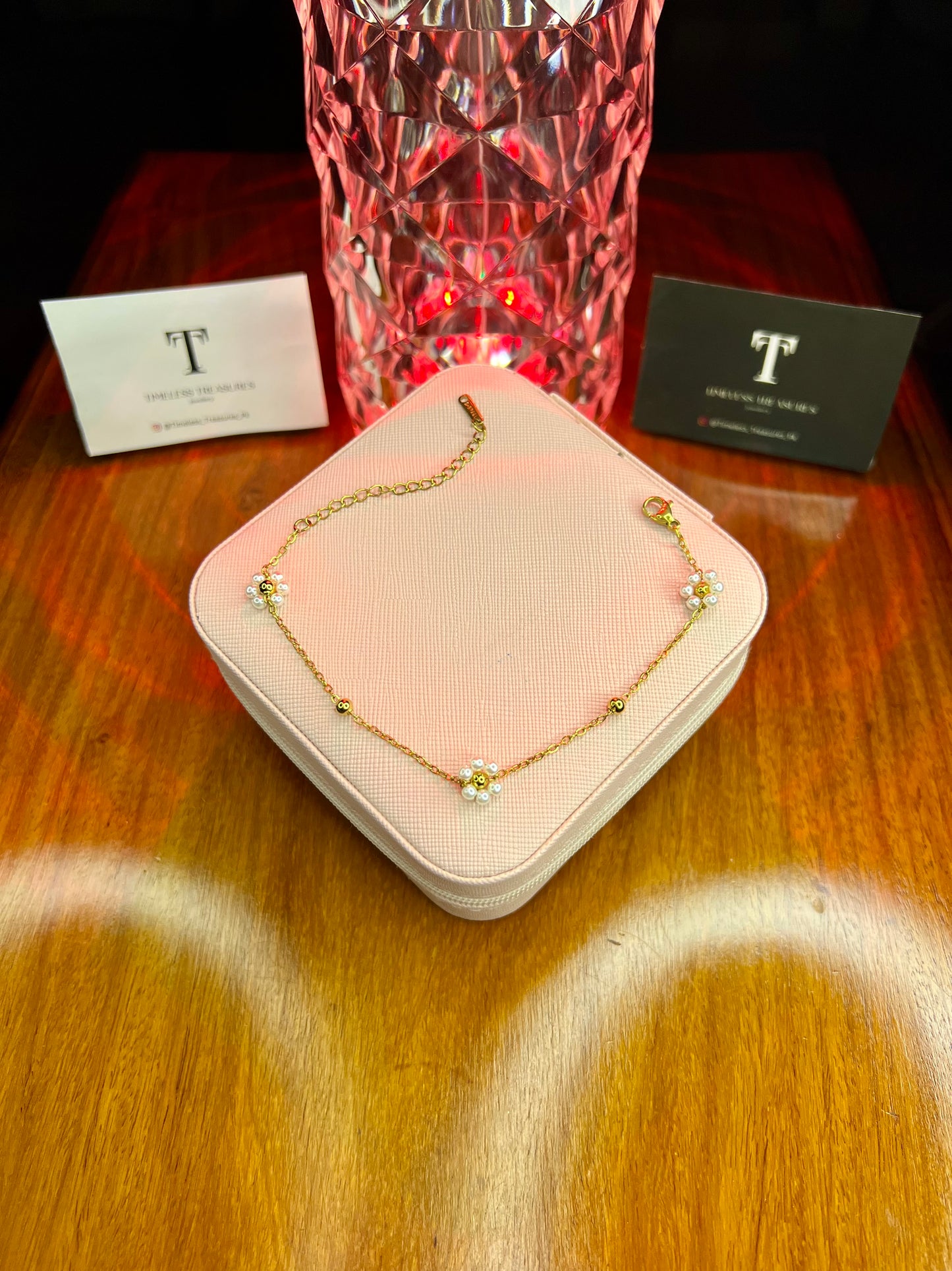 Premium Quality Stainless Steel 18k White Bloom Bracelet