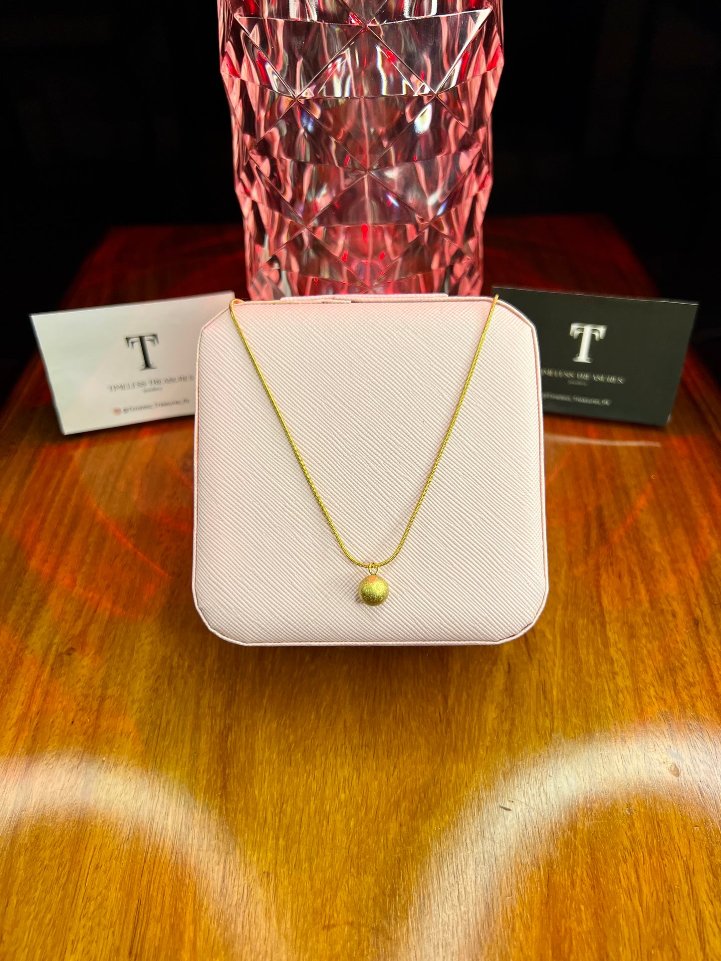 Premium Quality Stainless Steel 18k Gem Ball Necklace