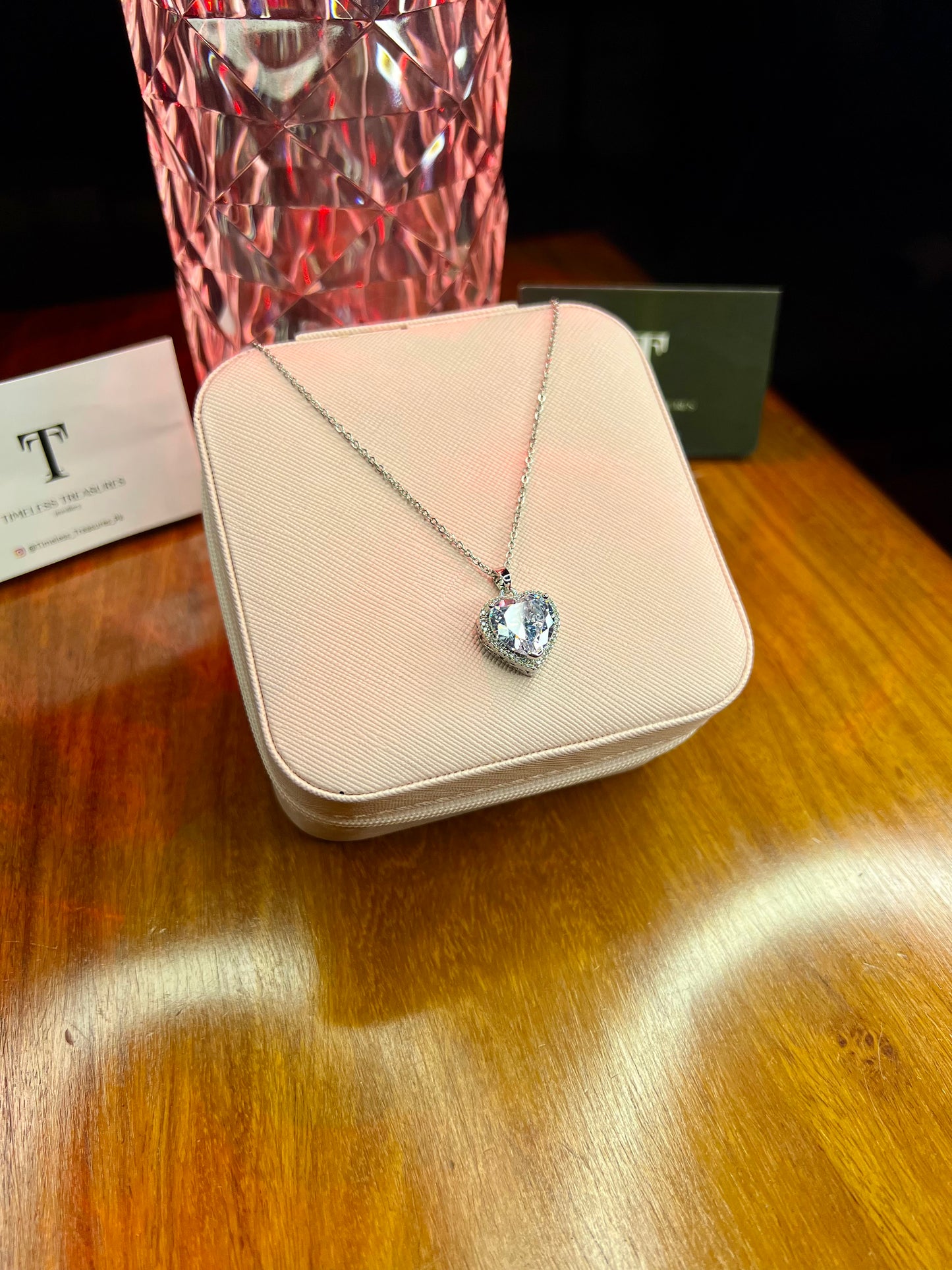 Premium Quality Stainless Steel 18k Diamond Cut Heart Necklace