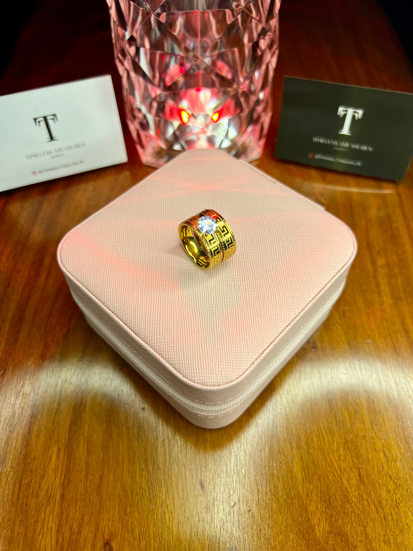 Premium Quality Stainless Steel 18k Versace Double Ring