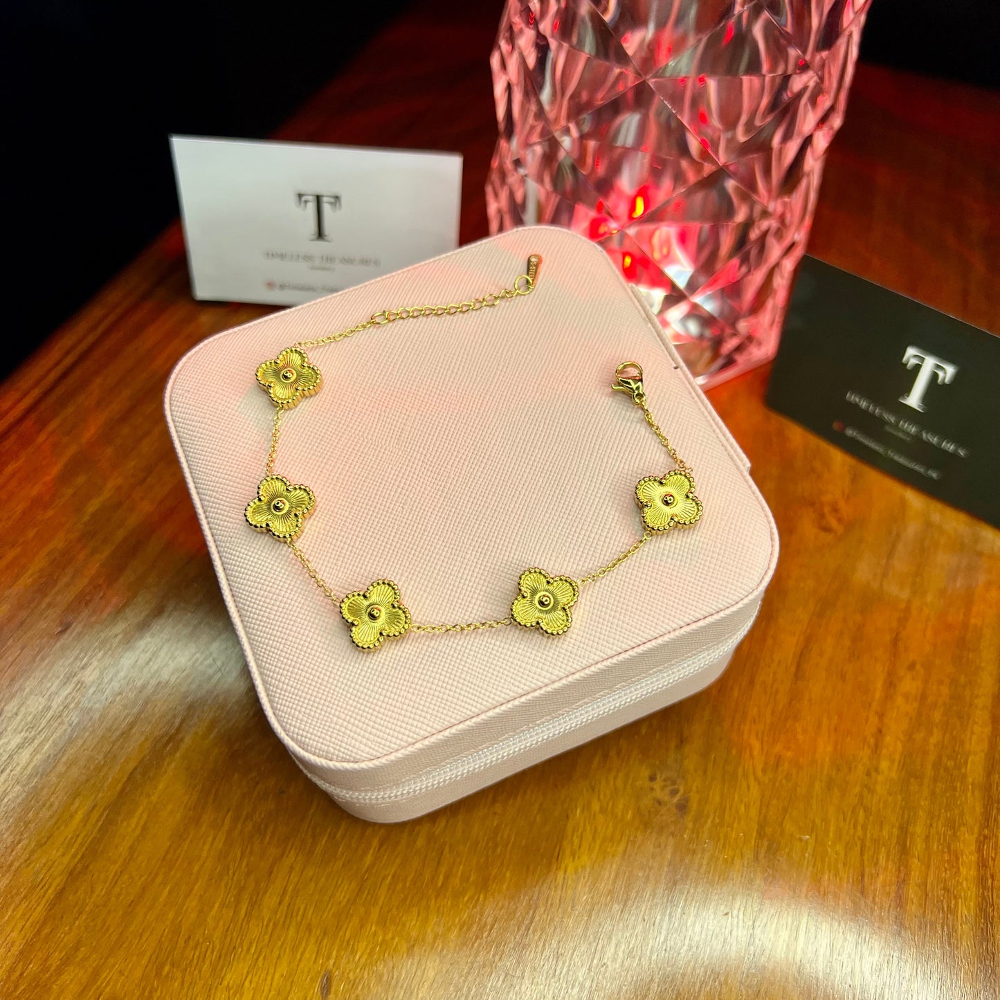 Premium Quality Stainless Steel 18k Golden Clover Bracelet