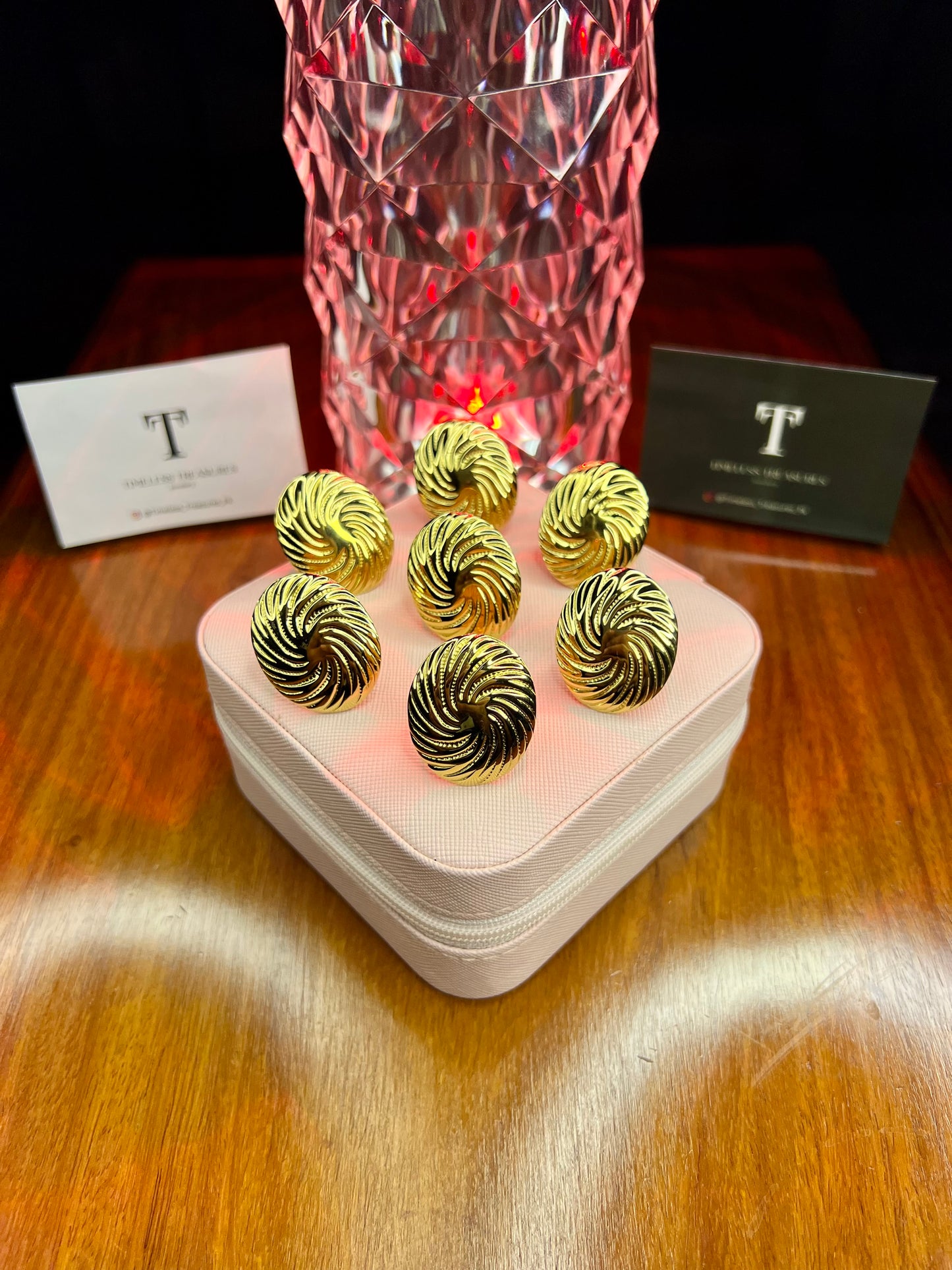 Premium Quality Stainless Steel 18k Textured Sphere Ring