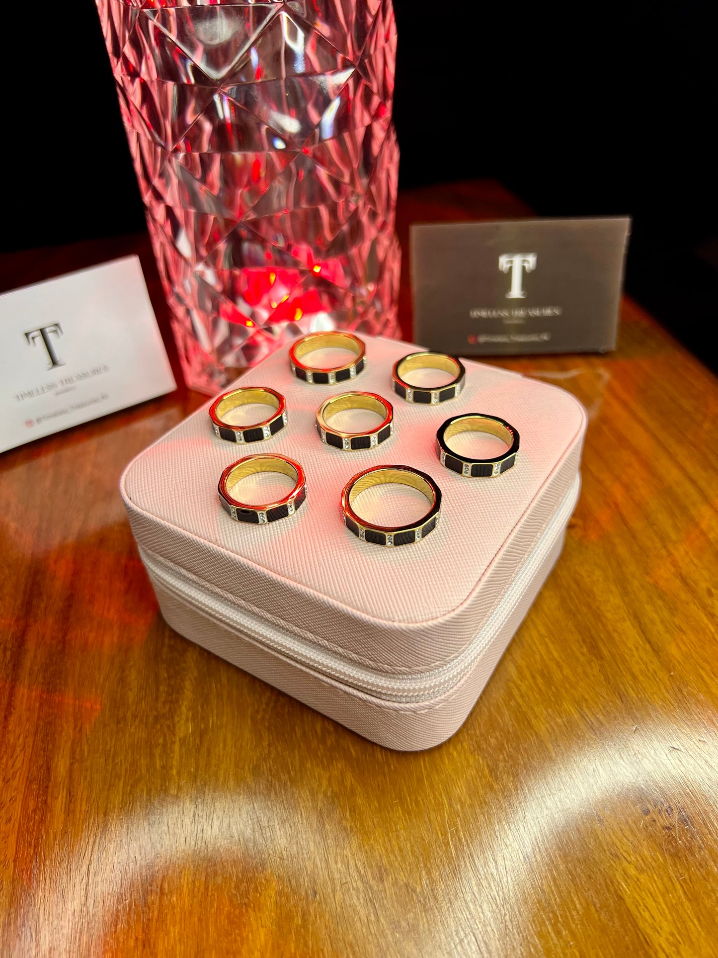 Premium Quality Stainless Steel 18k black n white Stripes Ring