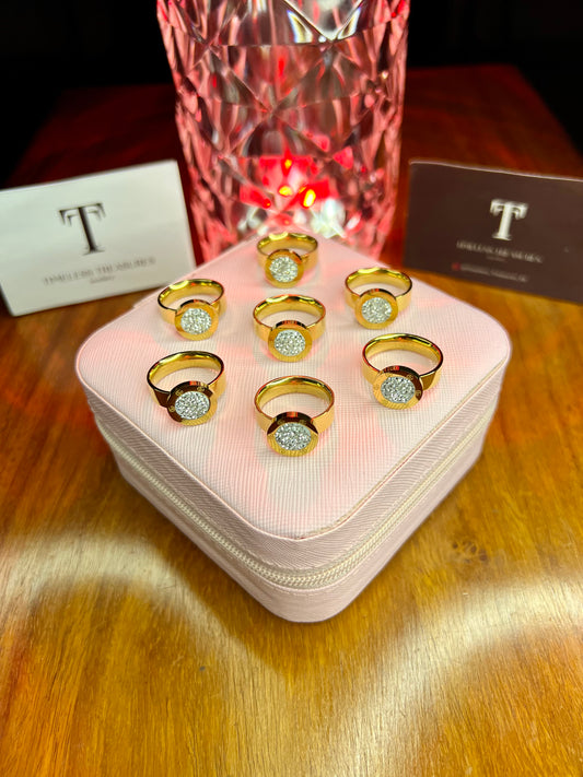 Premium Quality Stainless Steel 18k Diamantés Gold Ring