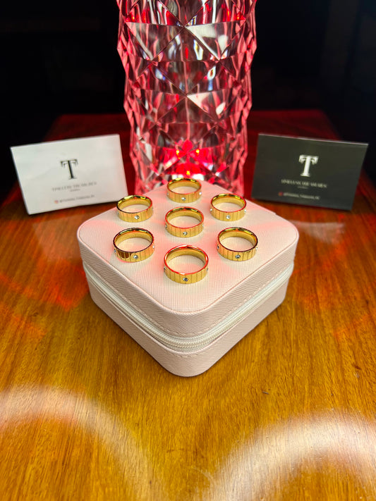 Premium Quality Stainless Steel 18k Ribbed Solitaire Band