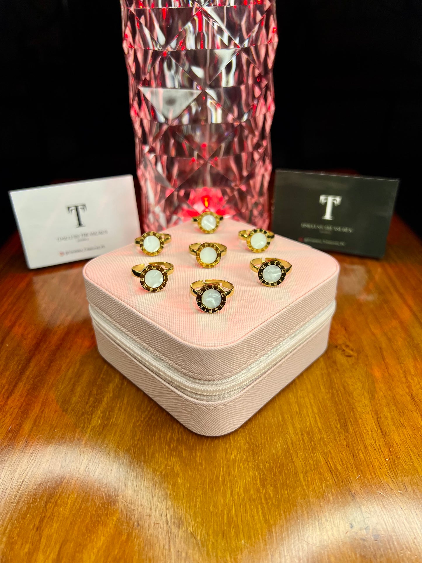 Premium Quality Stainless Steel 18k Roman White Tag Ring