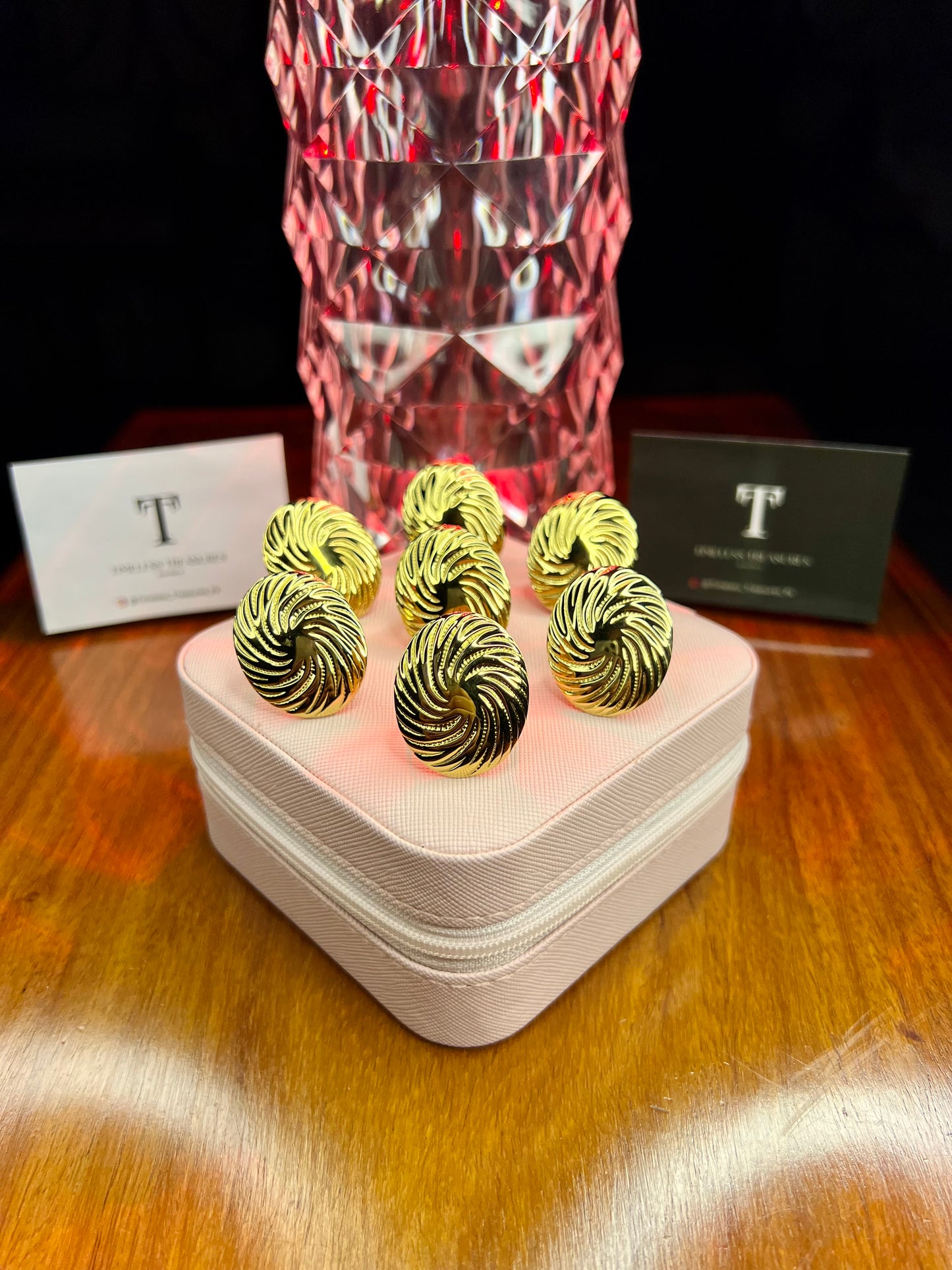 Premium Quality Stainless Steel 18k Textured Sphere Ring