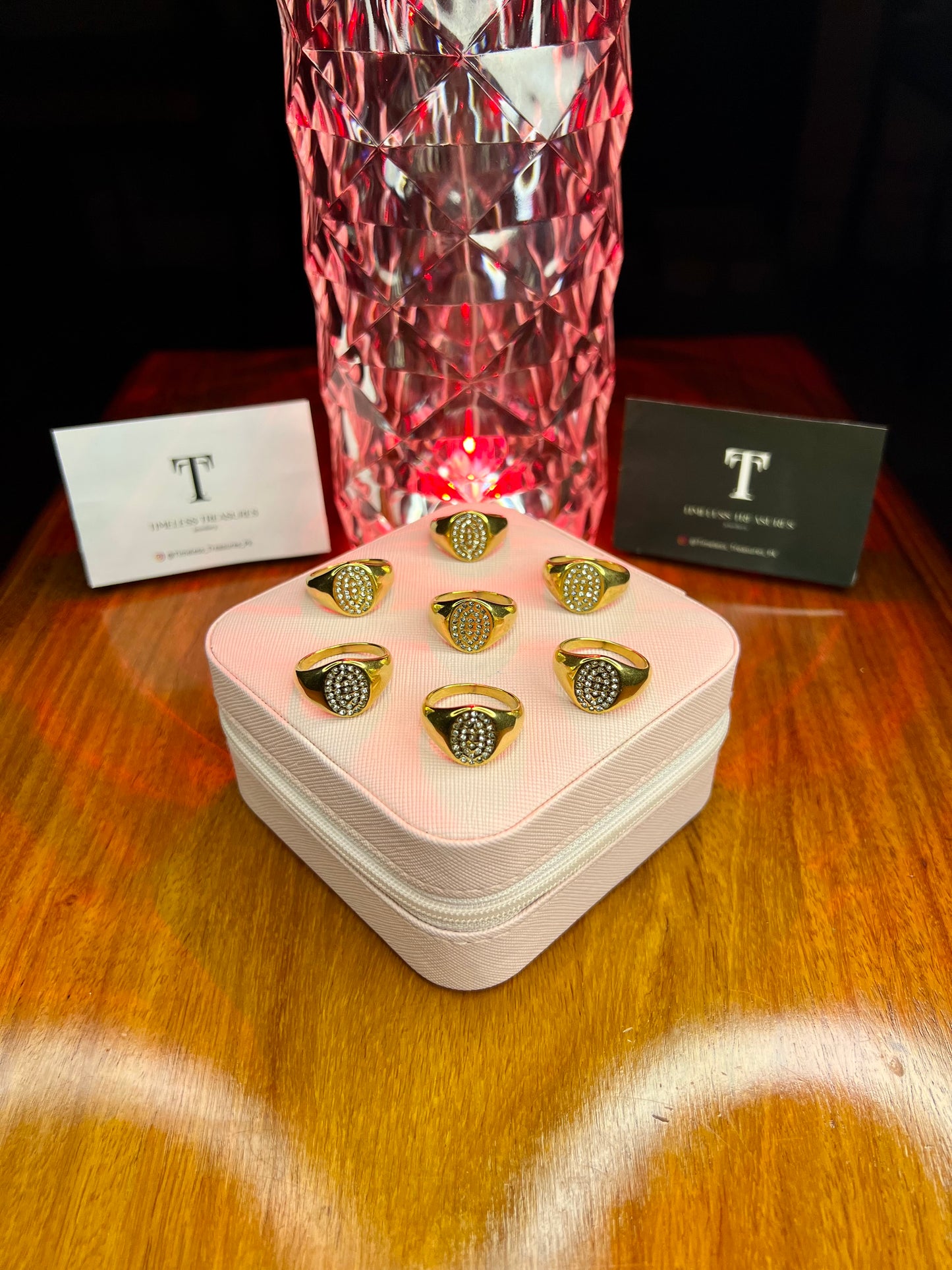 Premium Quality Stainless Steel 18k Golden Gem Ring