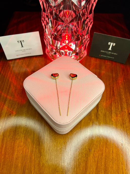 Premium Quality Stainless Steel 18k Golden Heart Drop Earrings