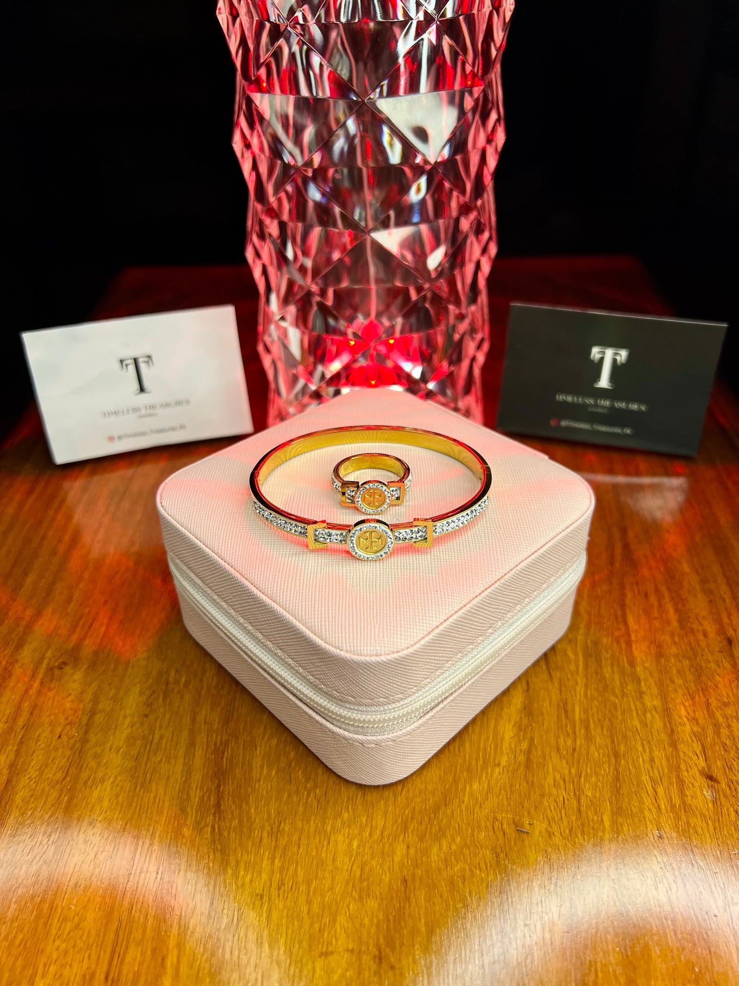 Premium Quality Stainless Steel 18k Tory Royal Handcuff and Ring set