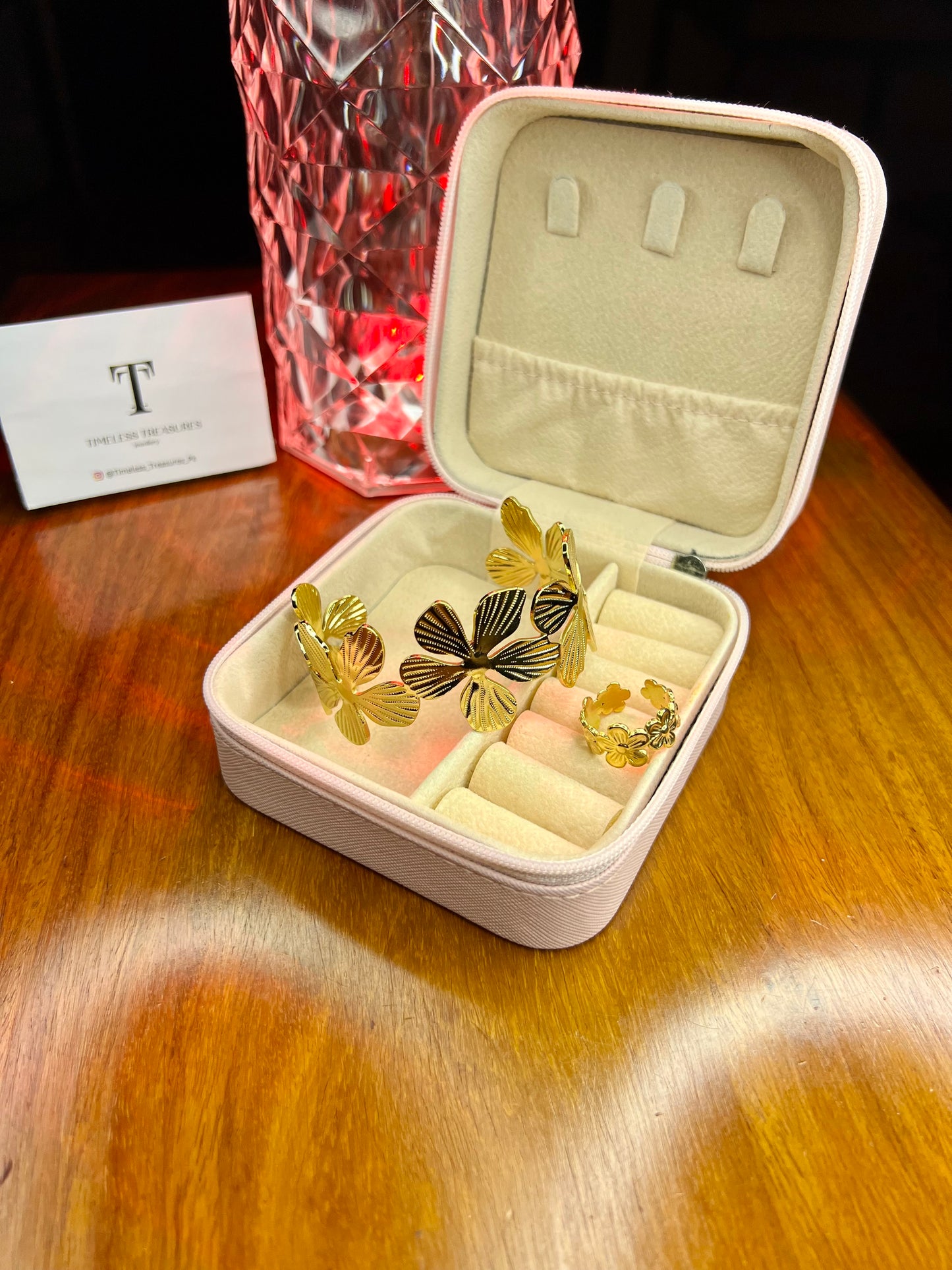 Premium Quality Stainless Steel 18k Open Cuff with Matching Ring